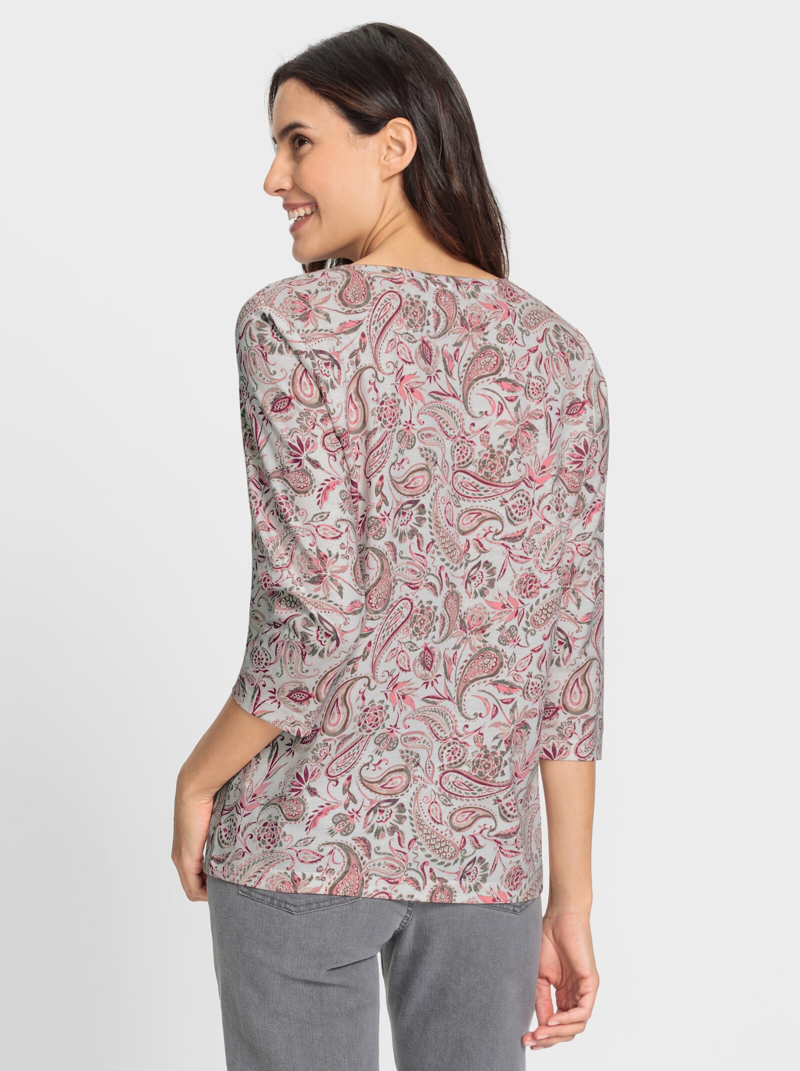 Print-Shirt im Baumwoll-Modal-Mix - ecru-rosenholz-bedruckt