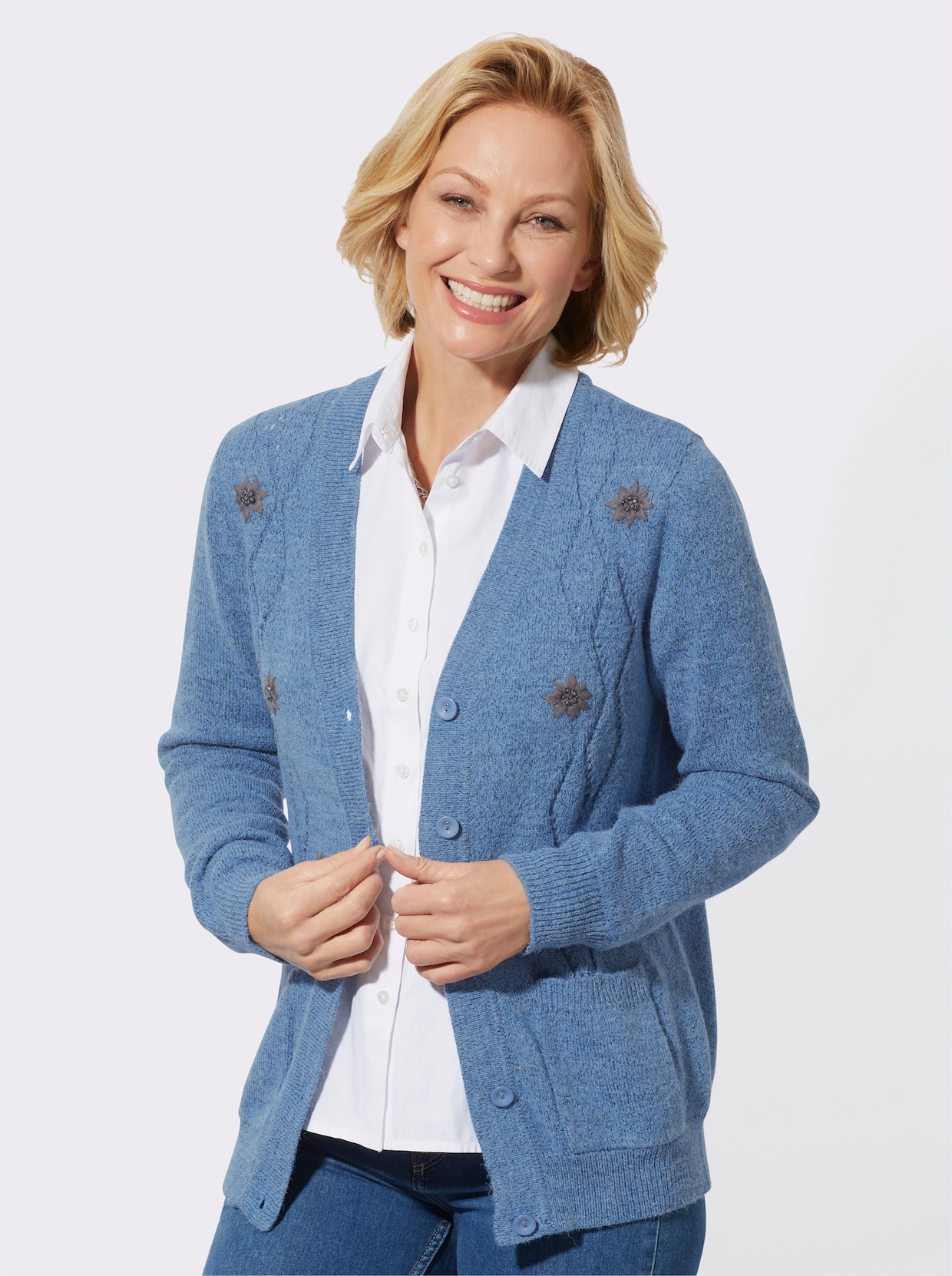 Vest - middenblauw gemêleerd