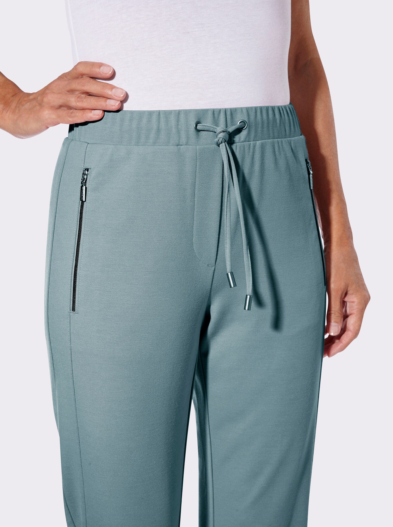 Jerseyhose mit Reißverschluss-Taschen - jade