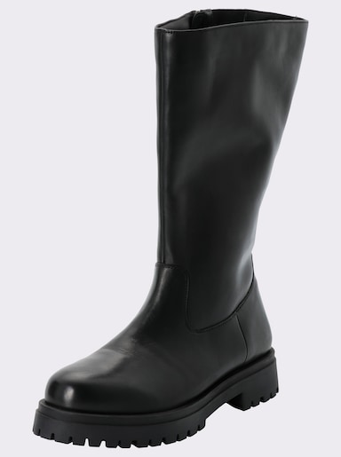 sheego Weitschaftstiefel aus Rindsleder - schwarz