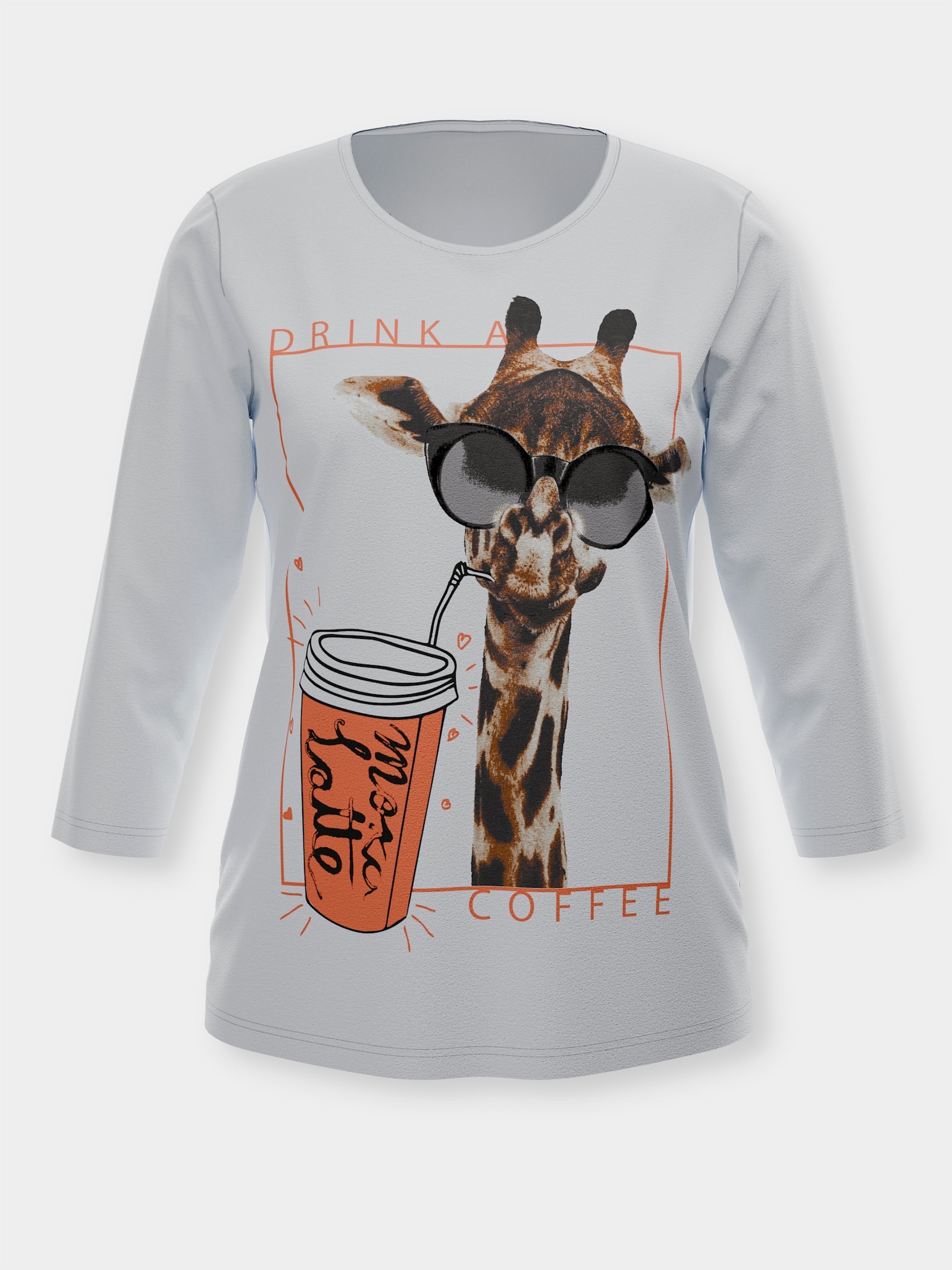 Rundhalsshirt mit Giraffen-Print - weiß-orange