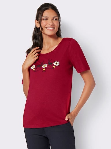 Trachtenshirt mit Rundhals-Ausschnitt - rot