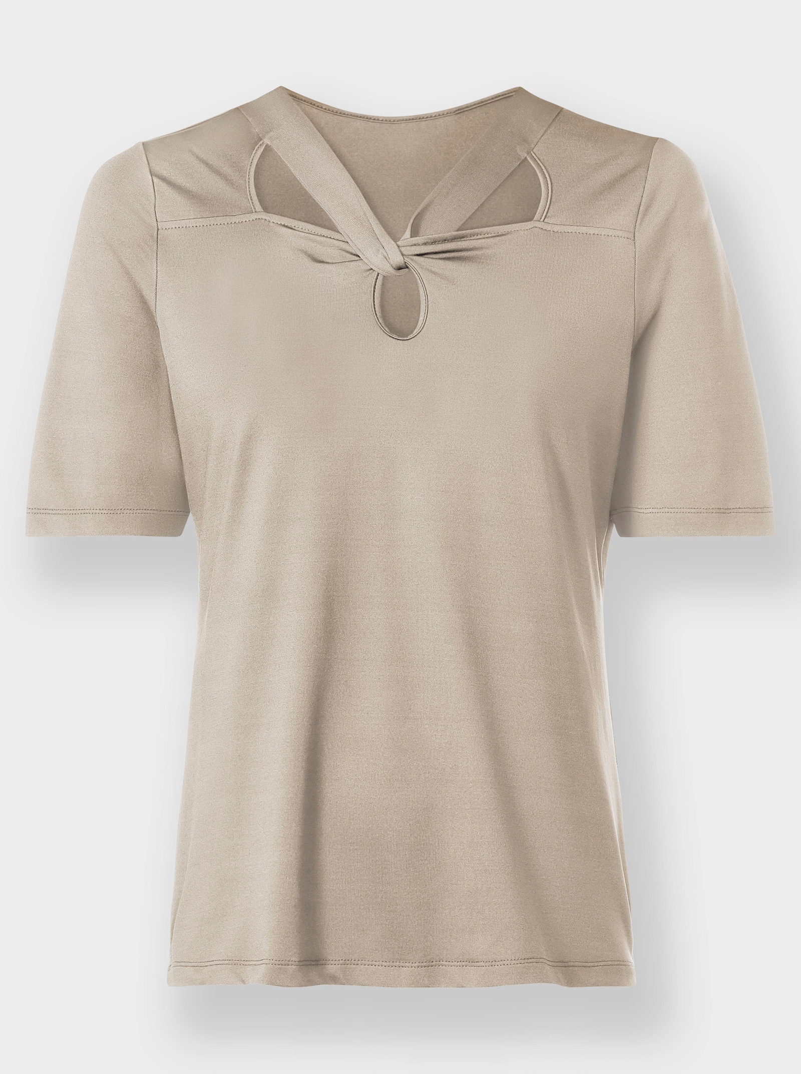 heine Kurzarmshirt mit Cut-outs am Ausschnitt - sand