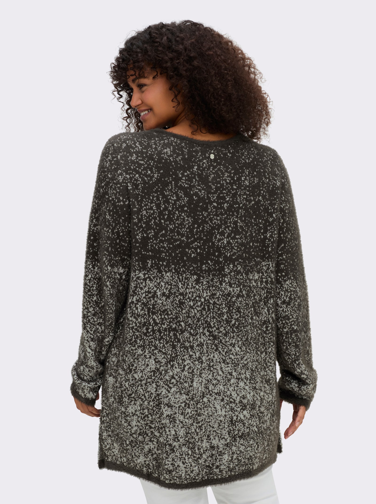 sheego Pullover aus Flauschgarn, mit Fabverlauf - graphit-ecru-gemustert