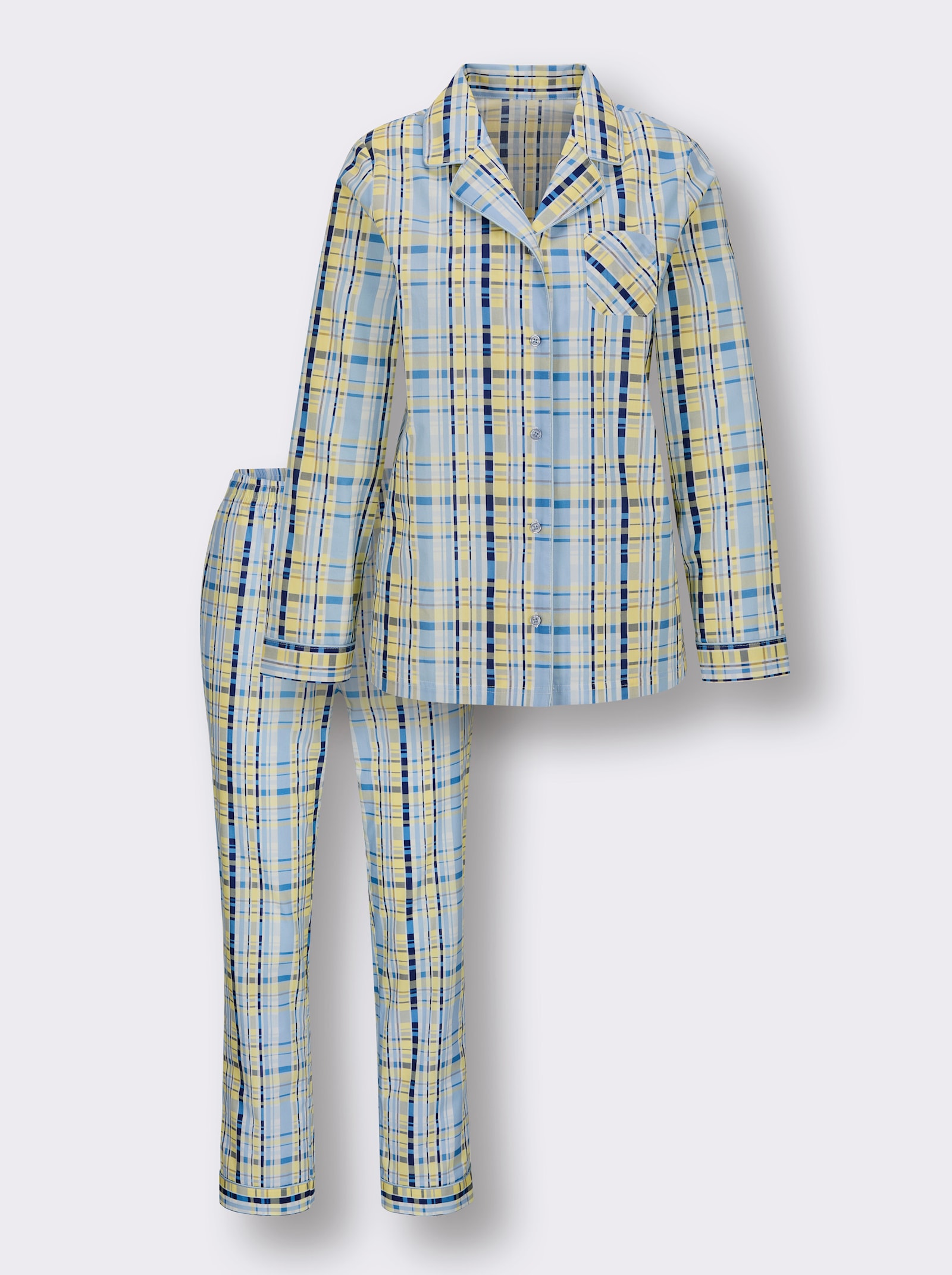 wäschepur Pyjama - eisblau-weiß-bedruckt