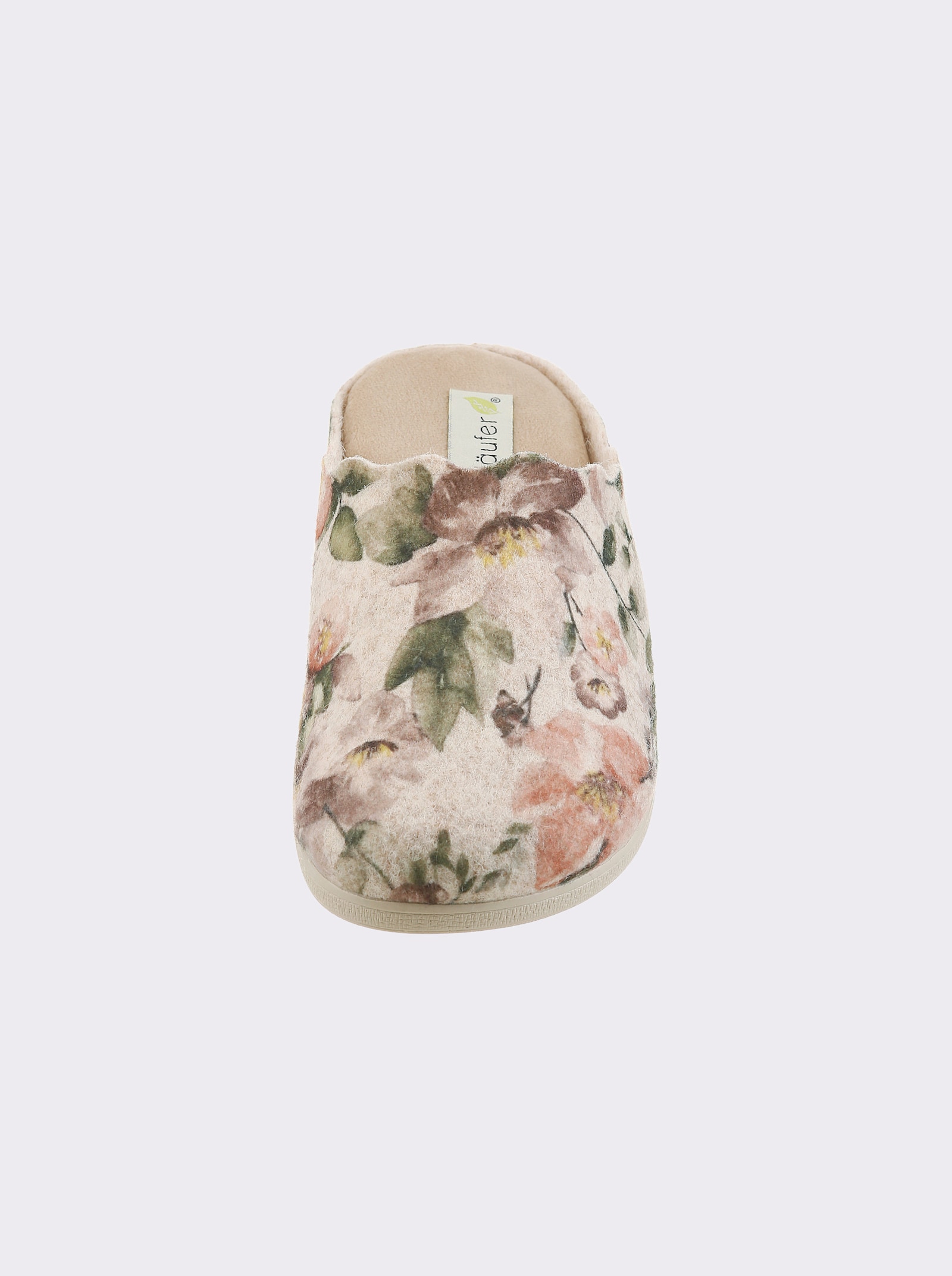 Waldläufer Pantoffel im Blüten-Dessin - rosé-geblümt