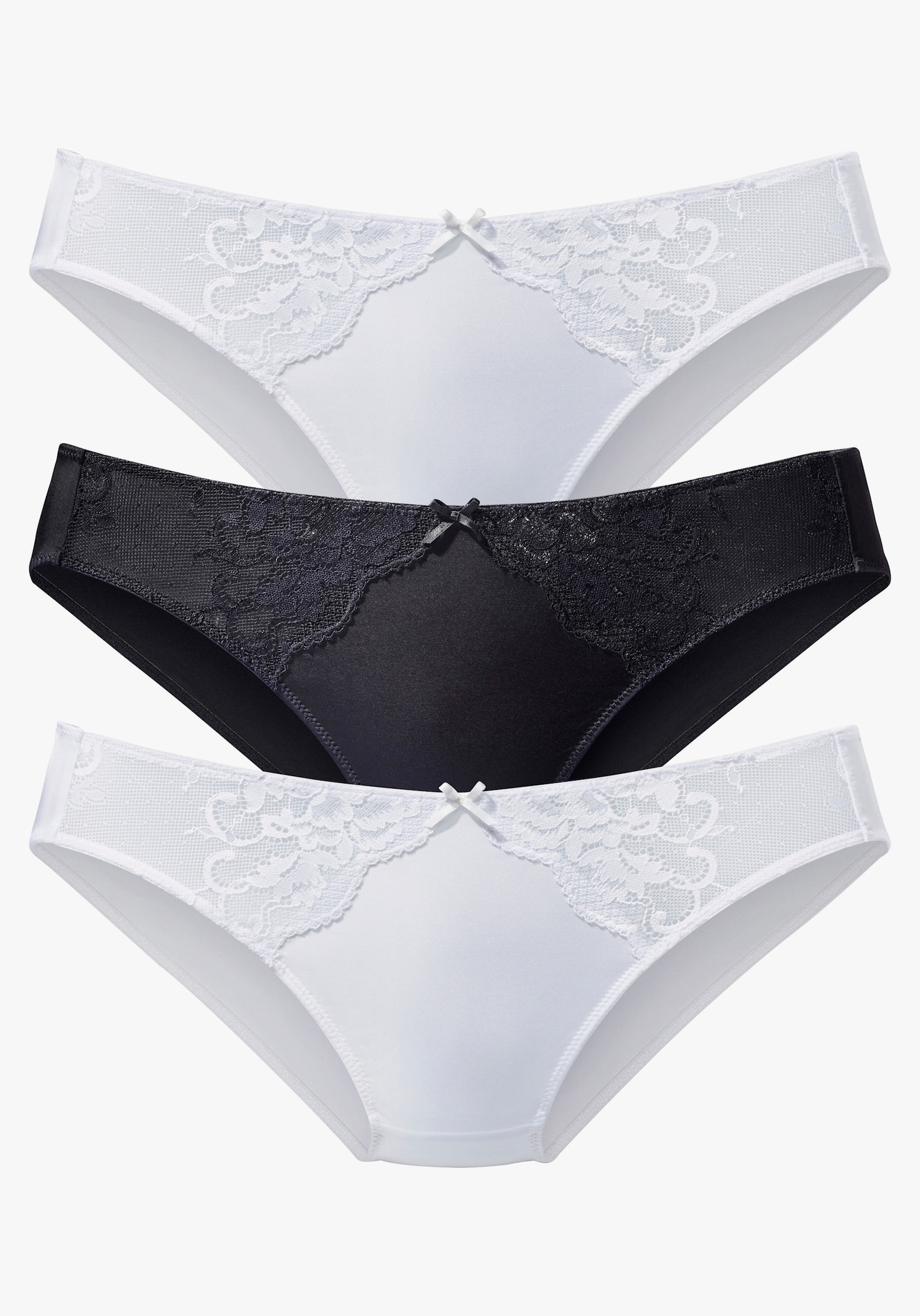 petite fleur by Lascana Slip - 2x wit + 1x zwart