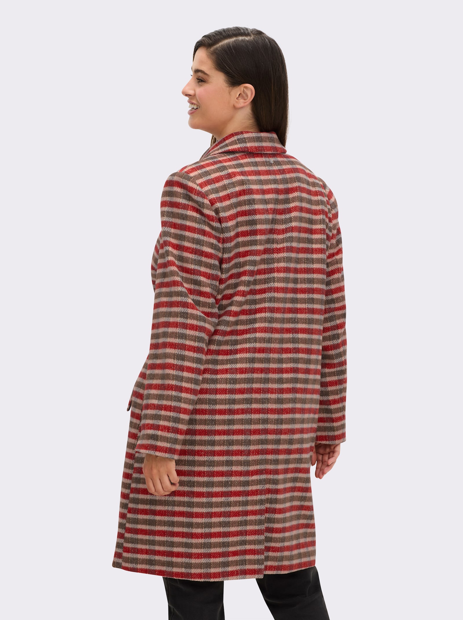 sheego Wintermantel mit Karomuster - sand-kirsche-gemustert