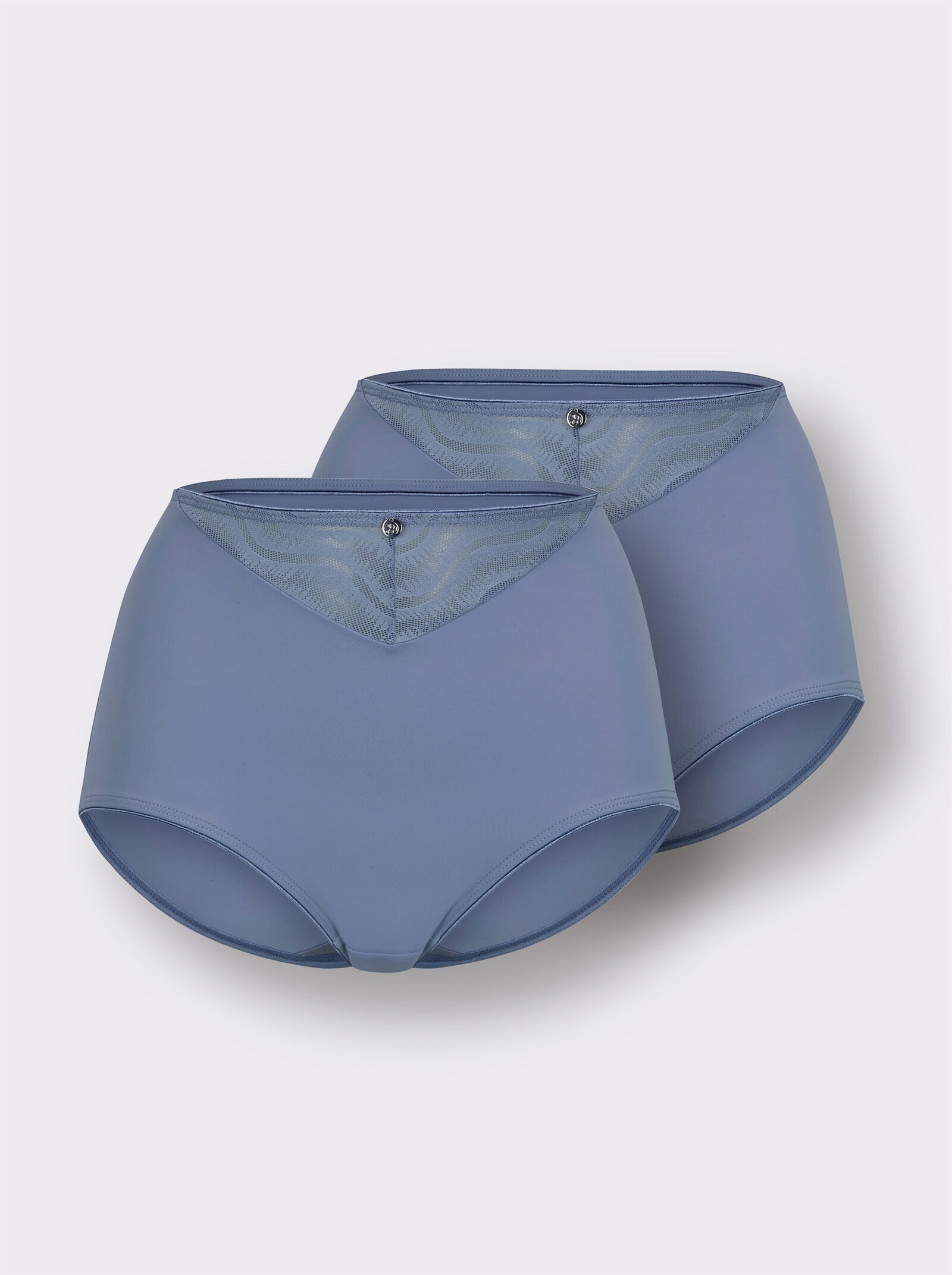 wäschepur Taillenslip mit Spitzeneinsatz - 2x taubenblau