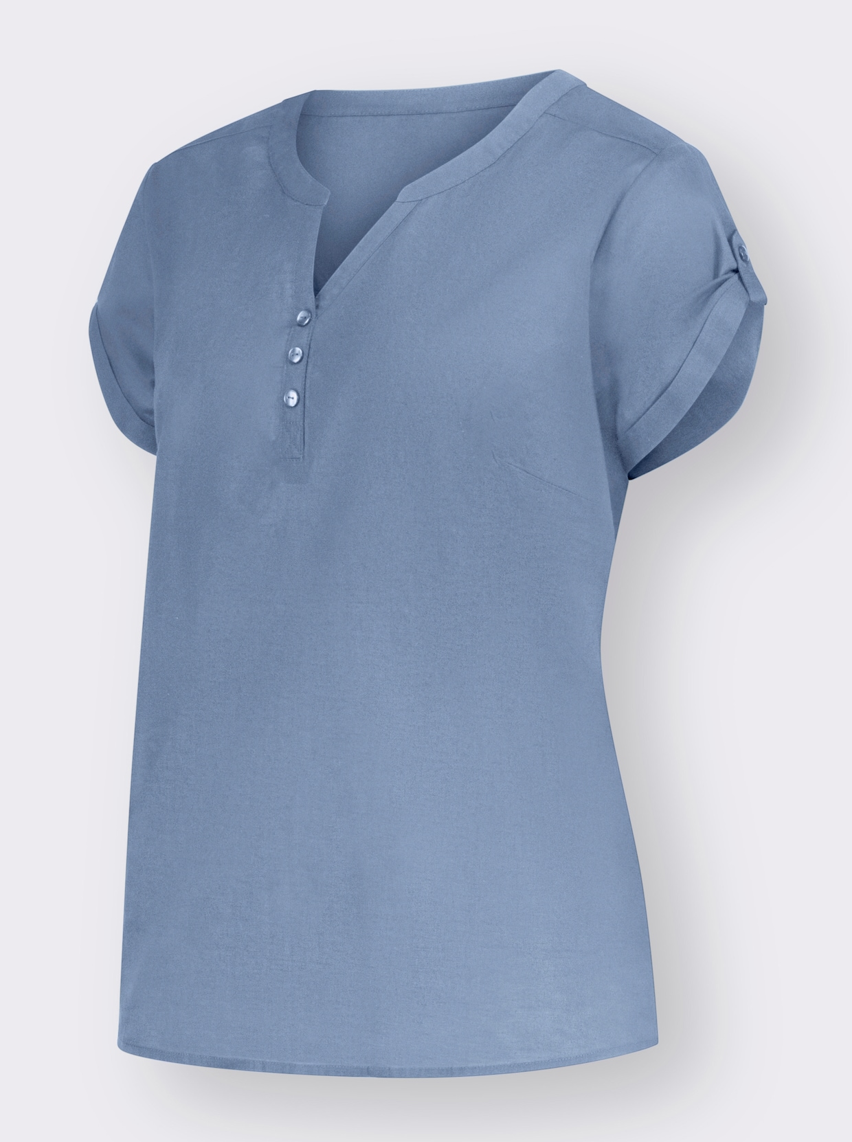 Blouse m. korte mouwen - blue-stonewashed