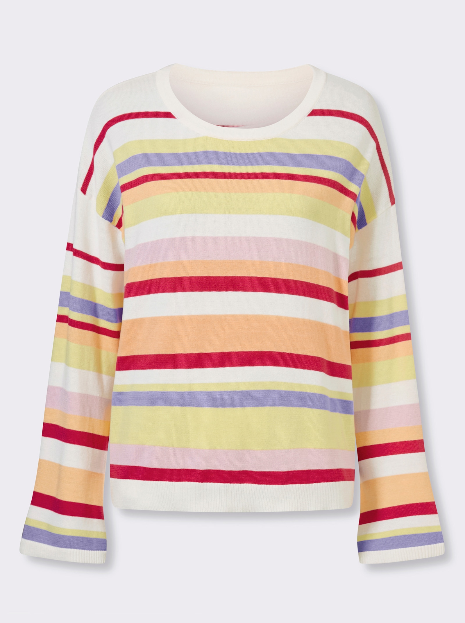heine Streifenpullover mit Trompetenärmel - ecru-zitrone-geringelt