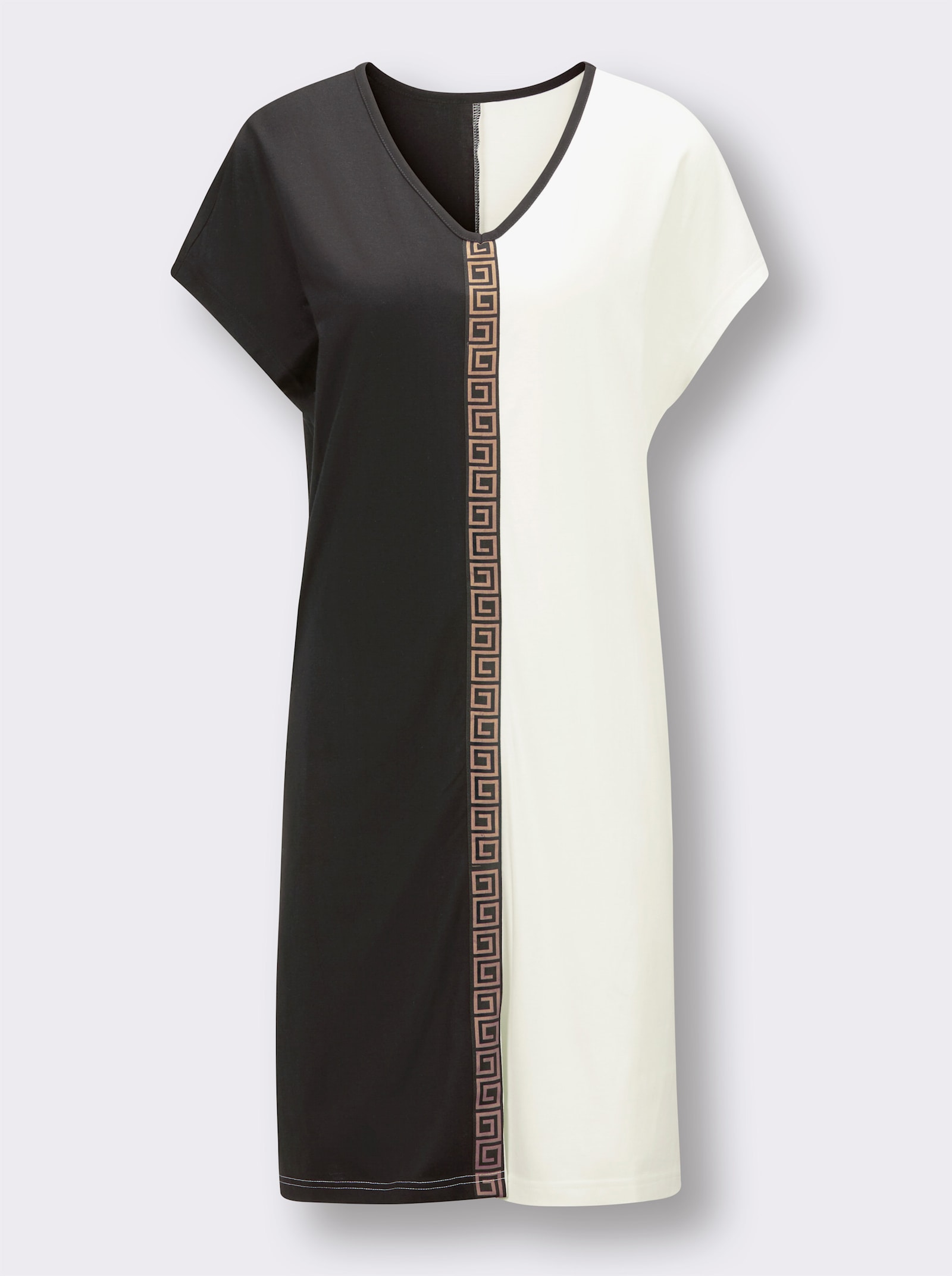 wäschepur Slaapshirt in colour-blocking-dessin - ecru/zwart