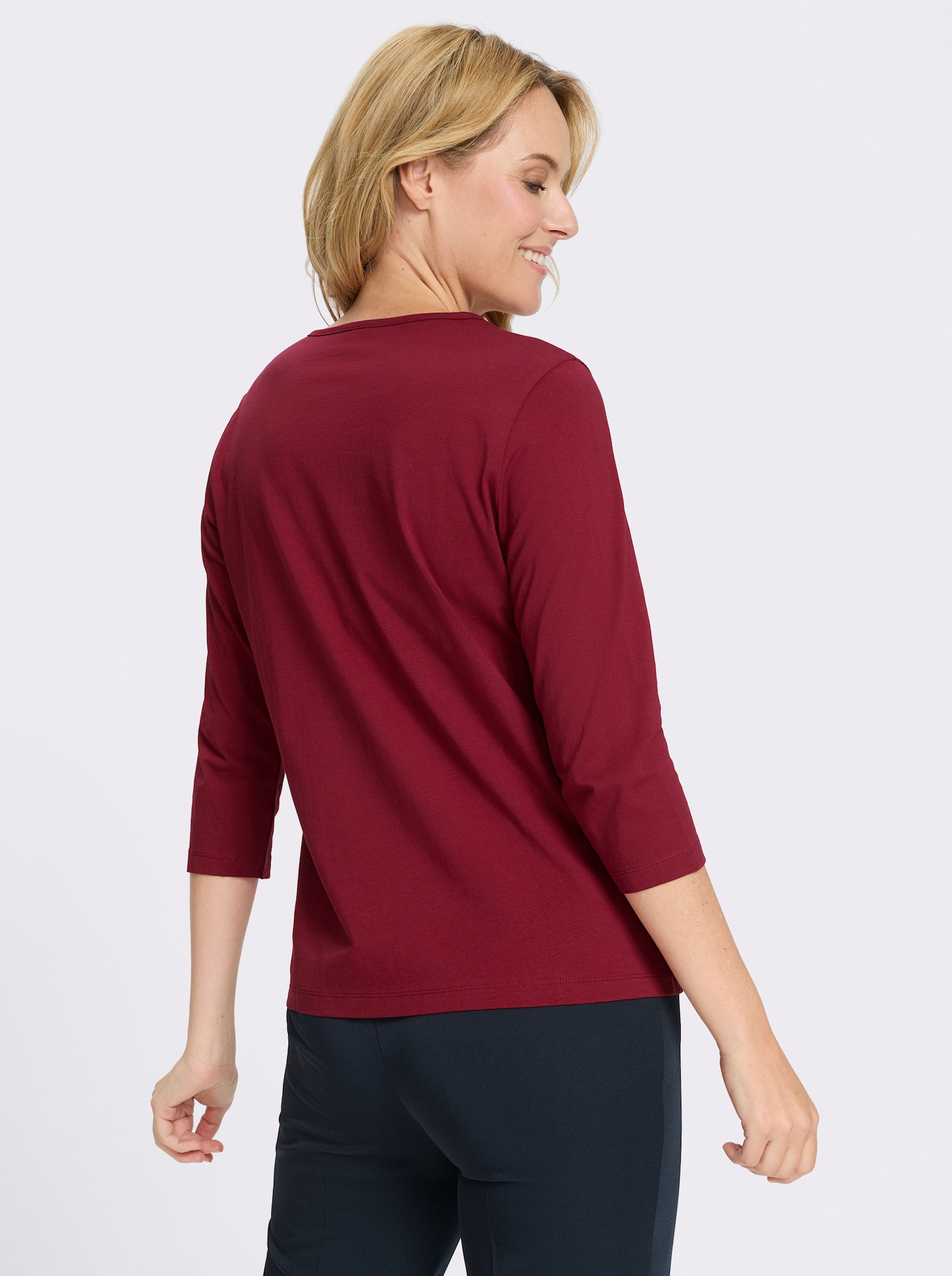 3/4-Arm-Shirt mit platziertem Ethno-Print - kirsche-papaya