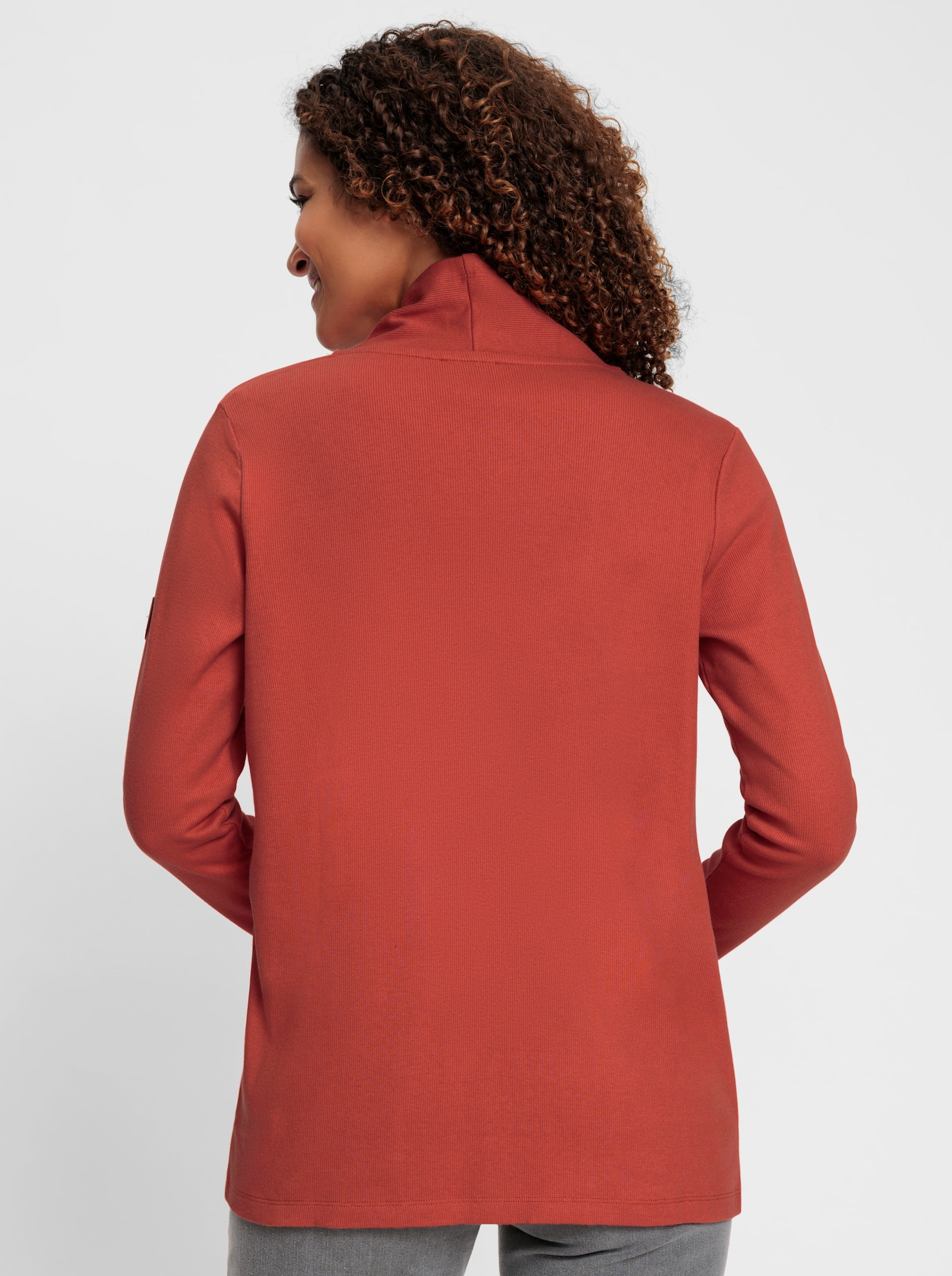 Shirtjasje met sjaalkraag - terra