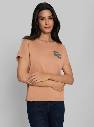 heine Kurzarmpullover mit RC-Applikation - camel