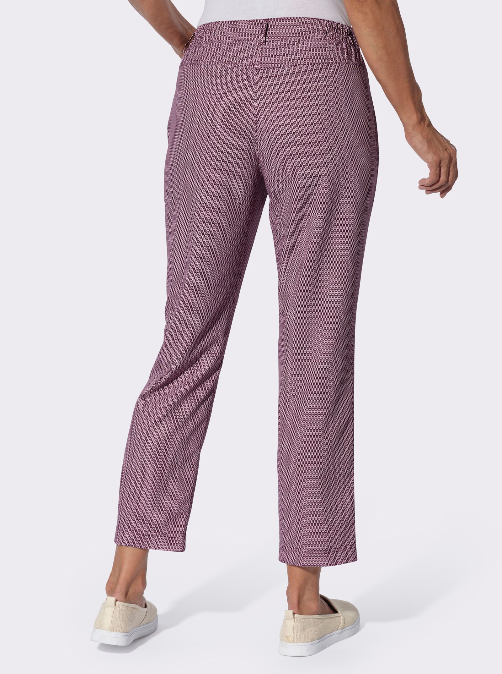 7/8-Hose im Minimal-Muster - rosé-bedruckt