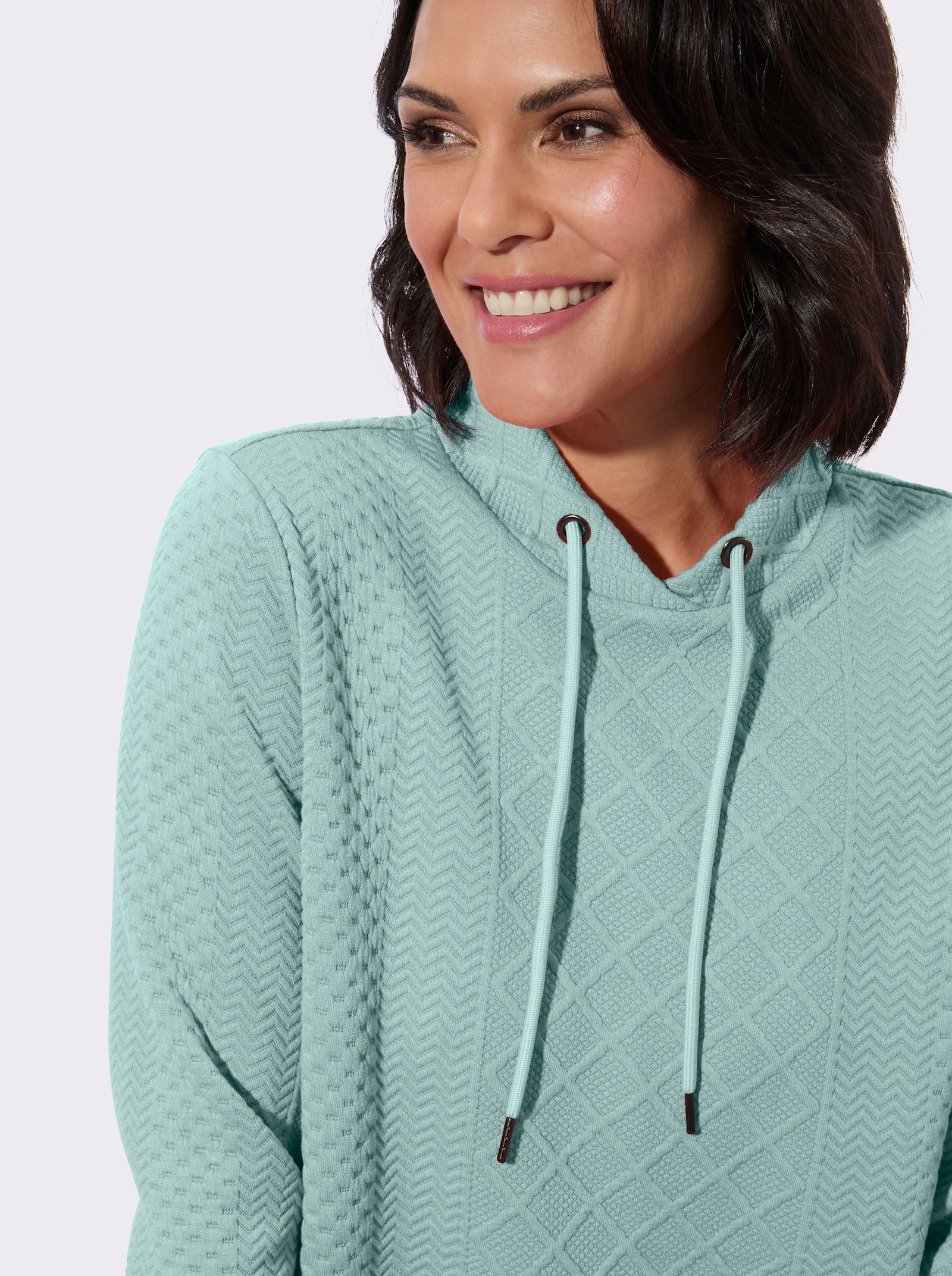 Sweatshirt mit überlappendem Stehkragen - kalkmint