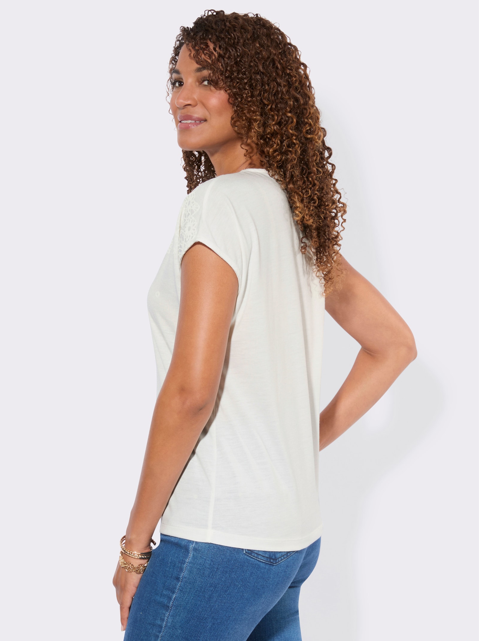 Shirt mit überschnittenen Schultern - ecru