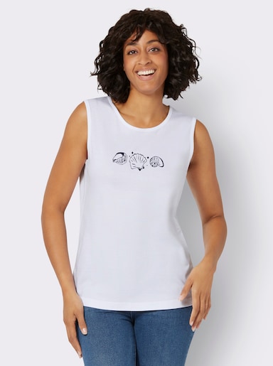 Shirttop met zijsplitten - wit