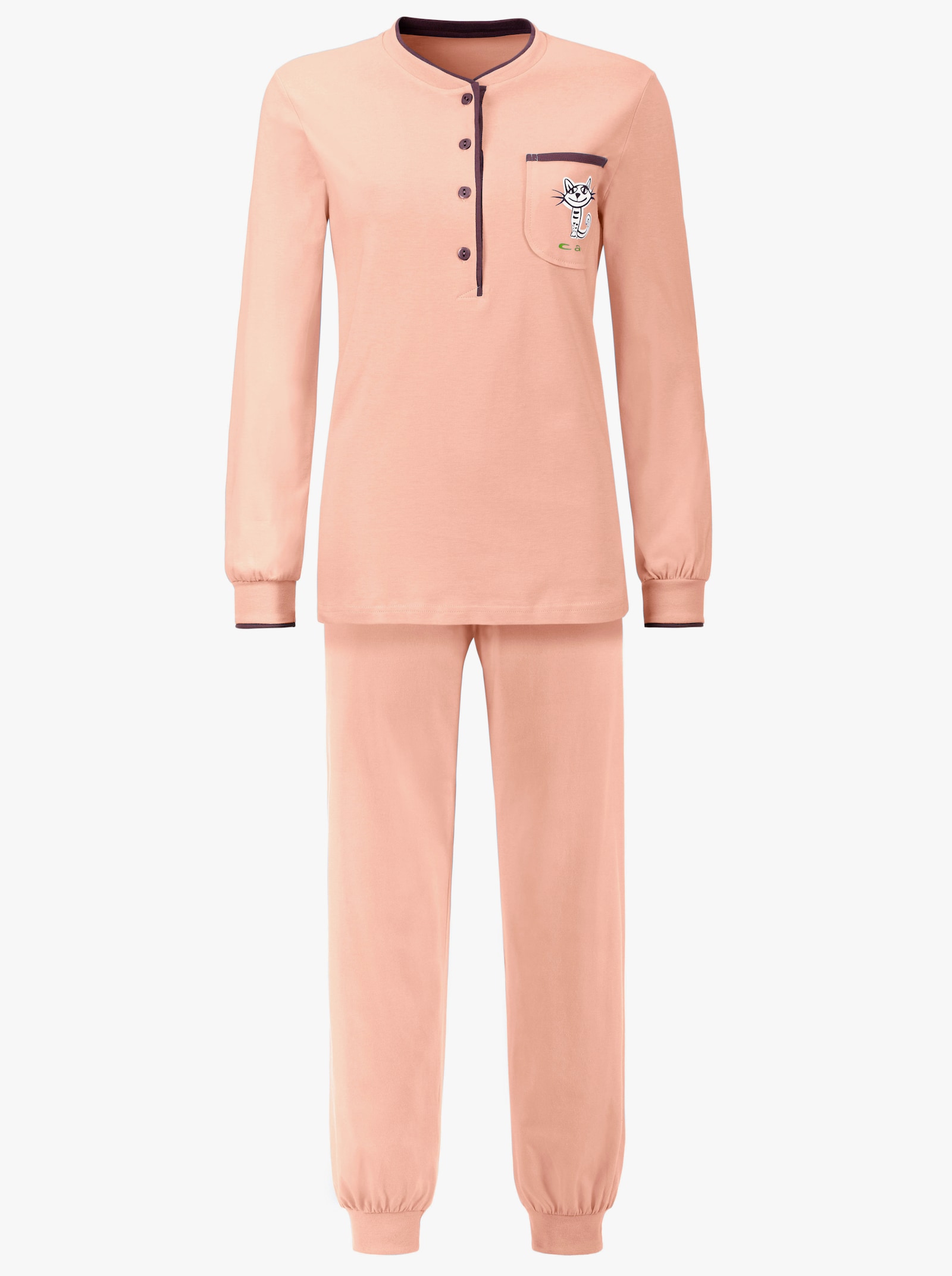 wäschepur Schlafanzug mit Katzen-Motiv - apricot
