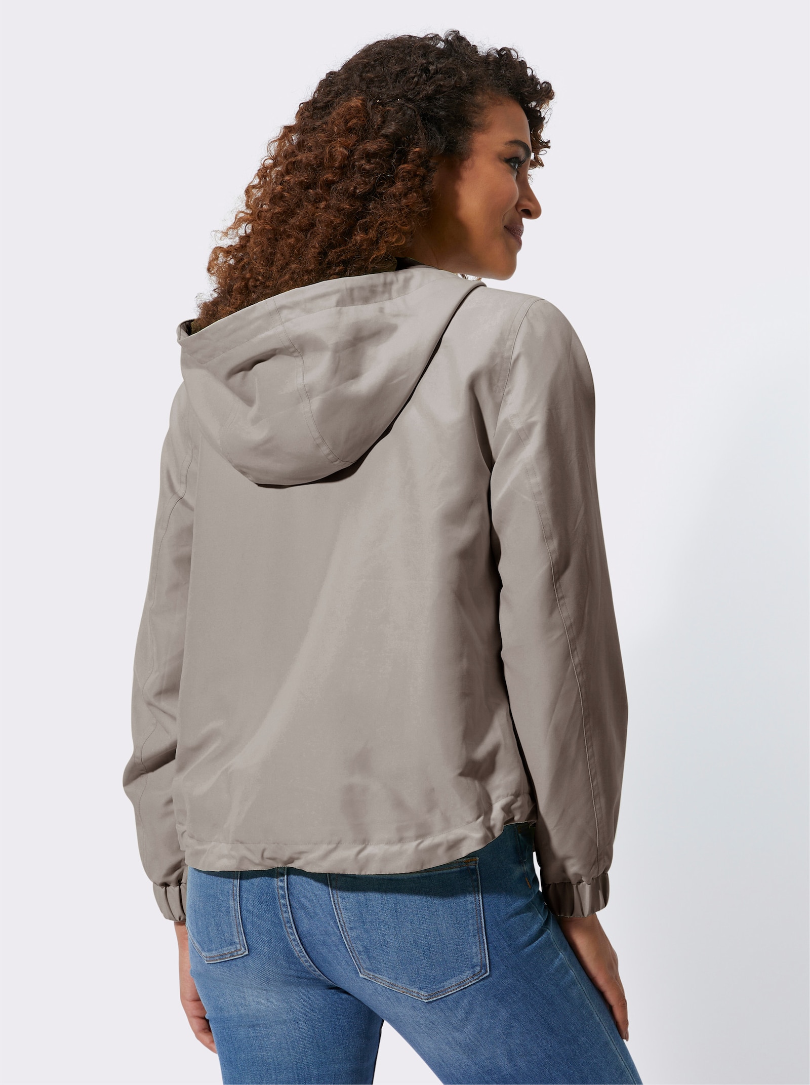 Blousonjacke mit weitenregulierbarer Kapuze - taupe