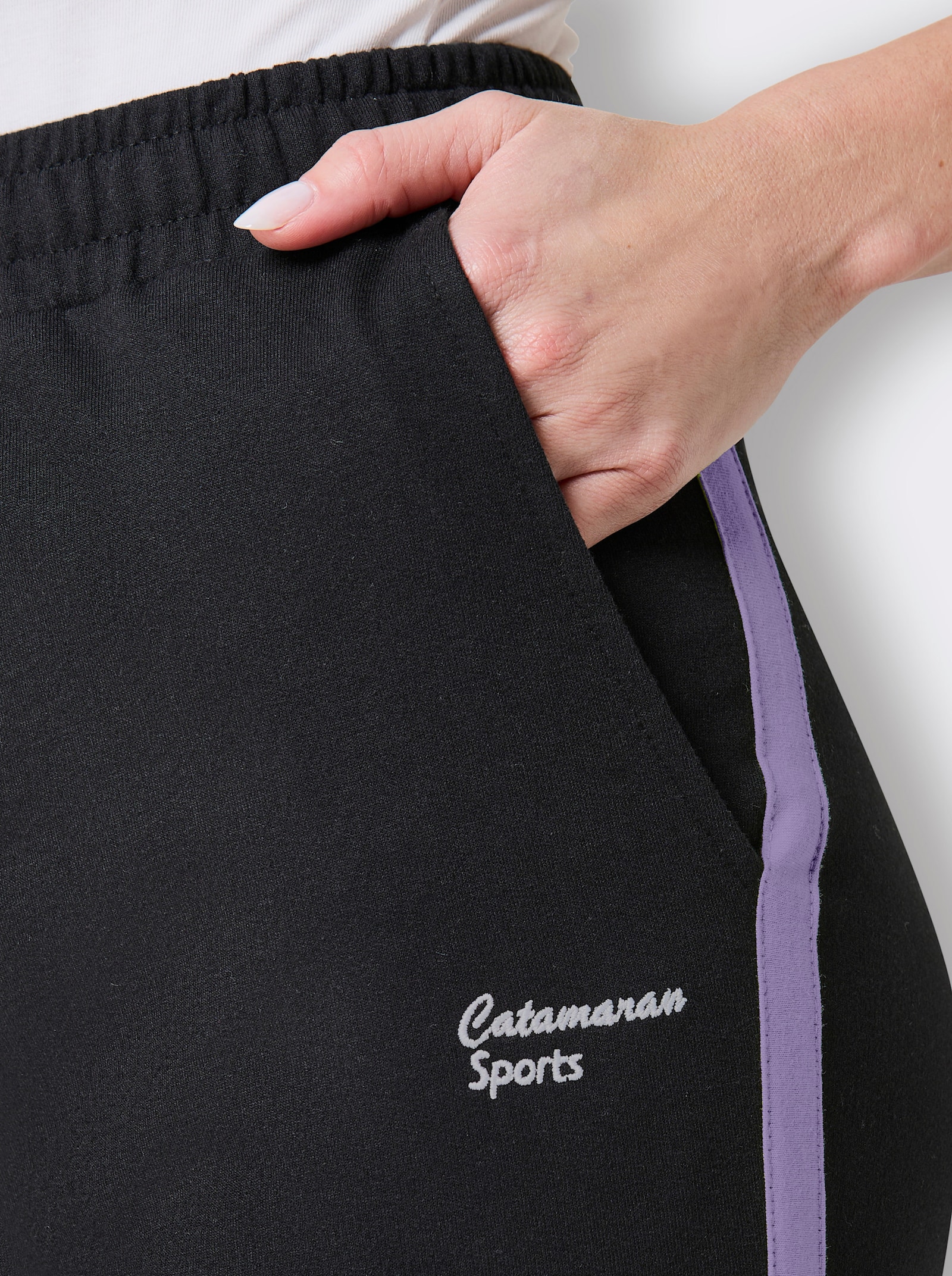 Catamaran Sports Vrijetijdsbroek met contraststreep - zwart/lavendel