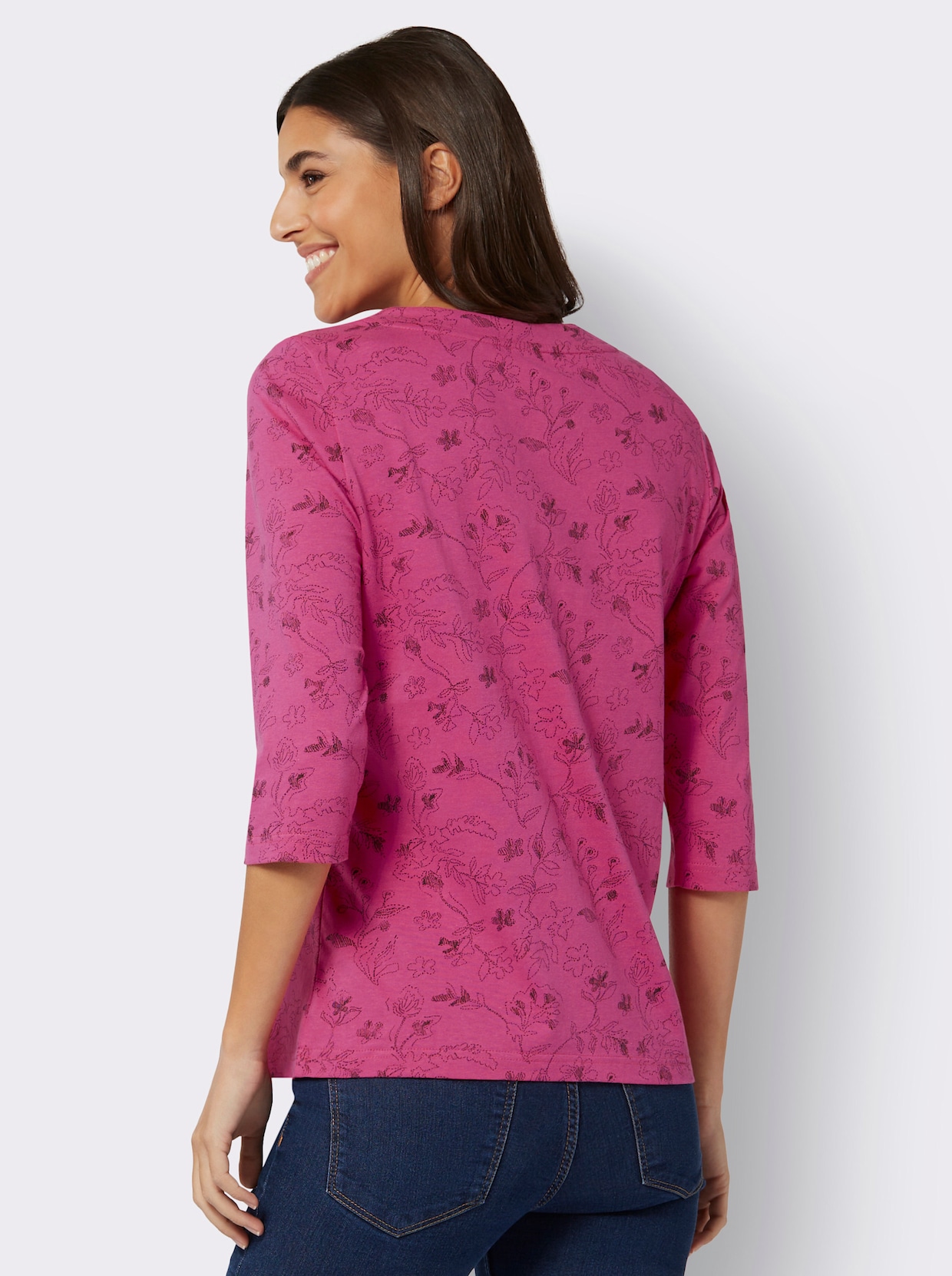 2-in-1-Shirt - fuchsia-graphit-bedruckt