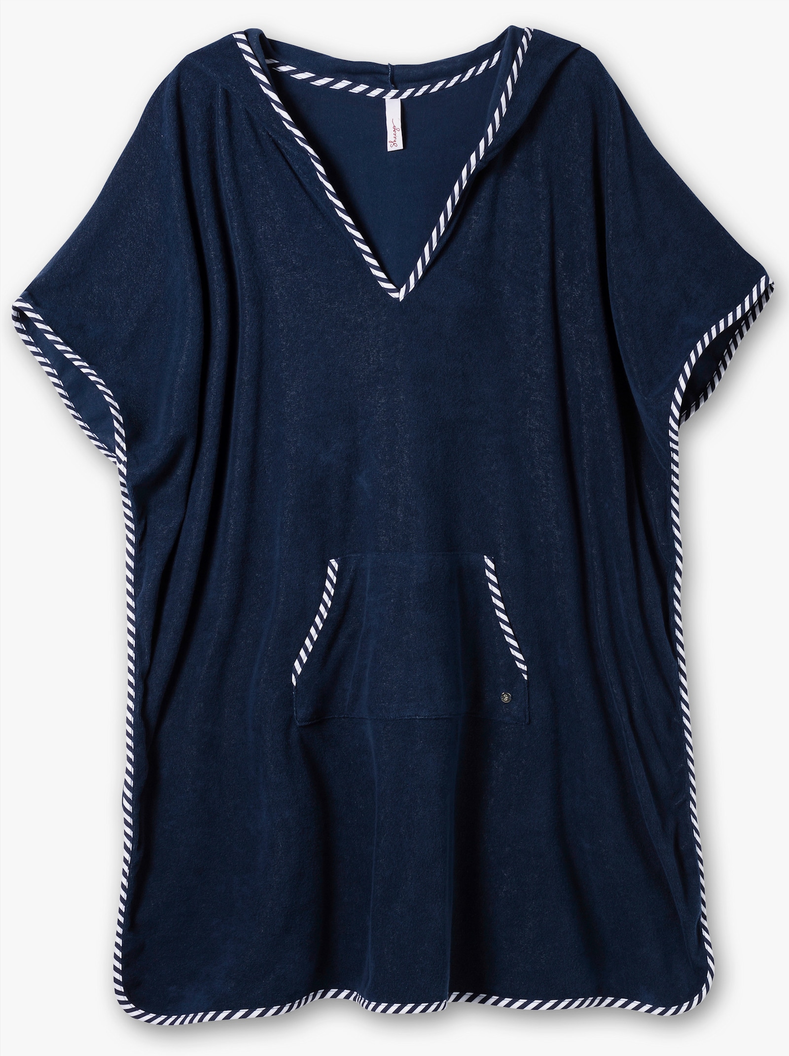 sheego Bademantel mit Kapuze, aus Frottee - marine