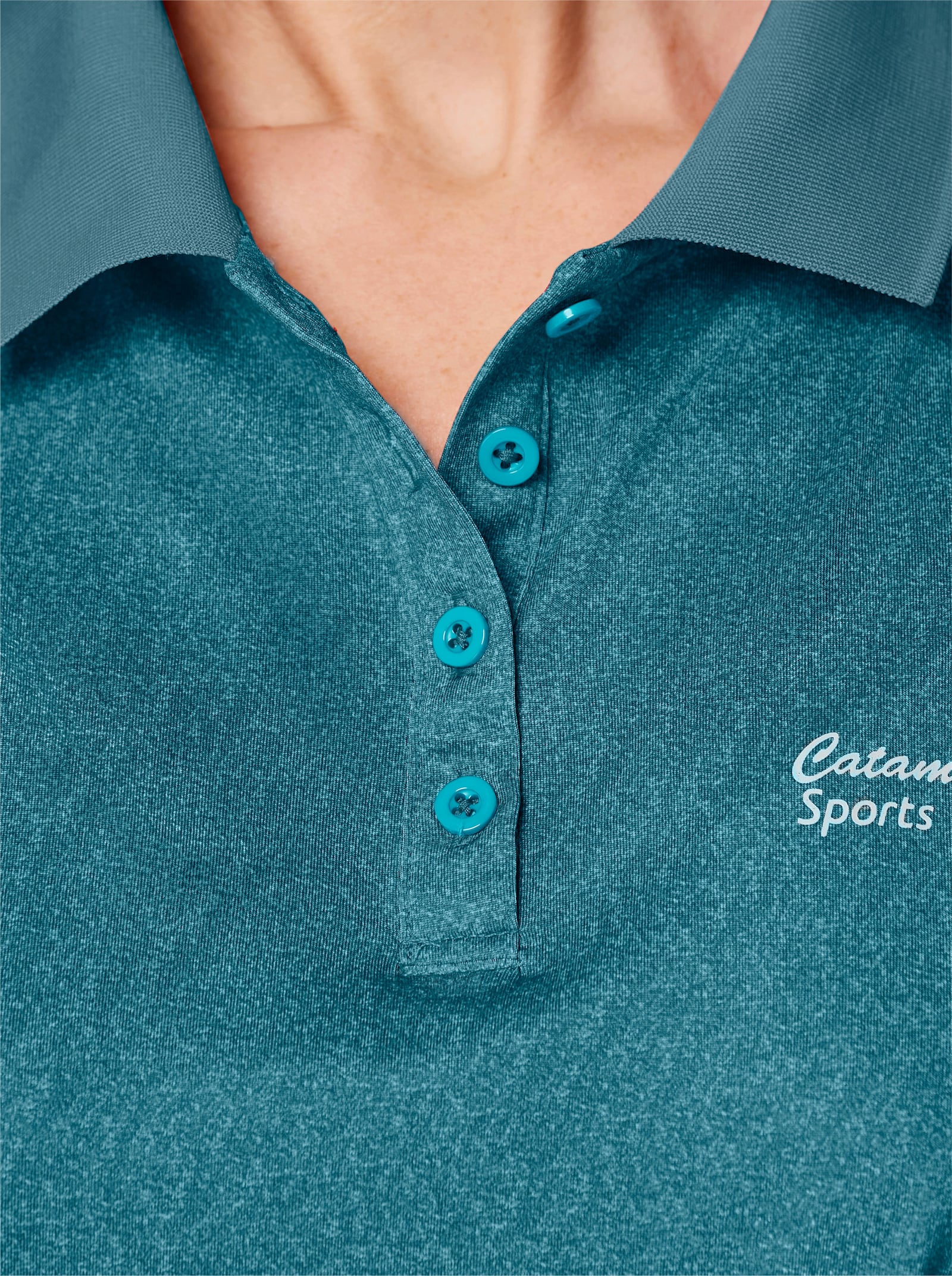 Catamaran Sports Funktionsshirt mit Seitenschlitzen - türkis-meliert