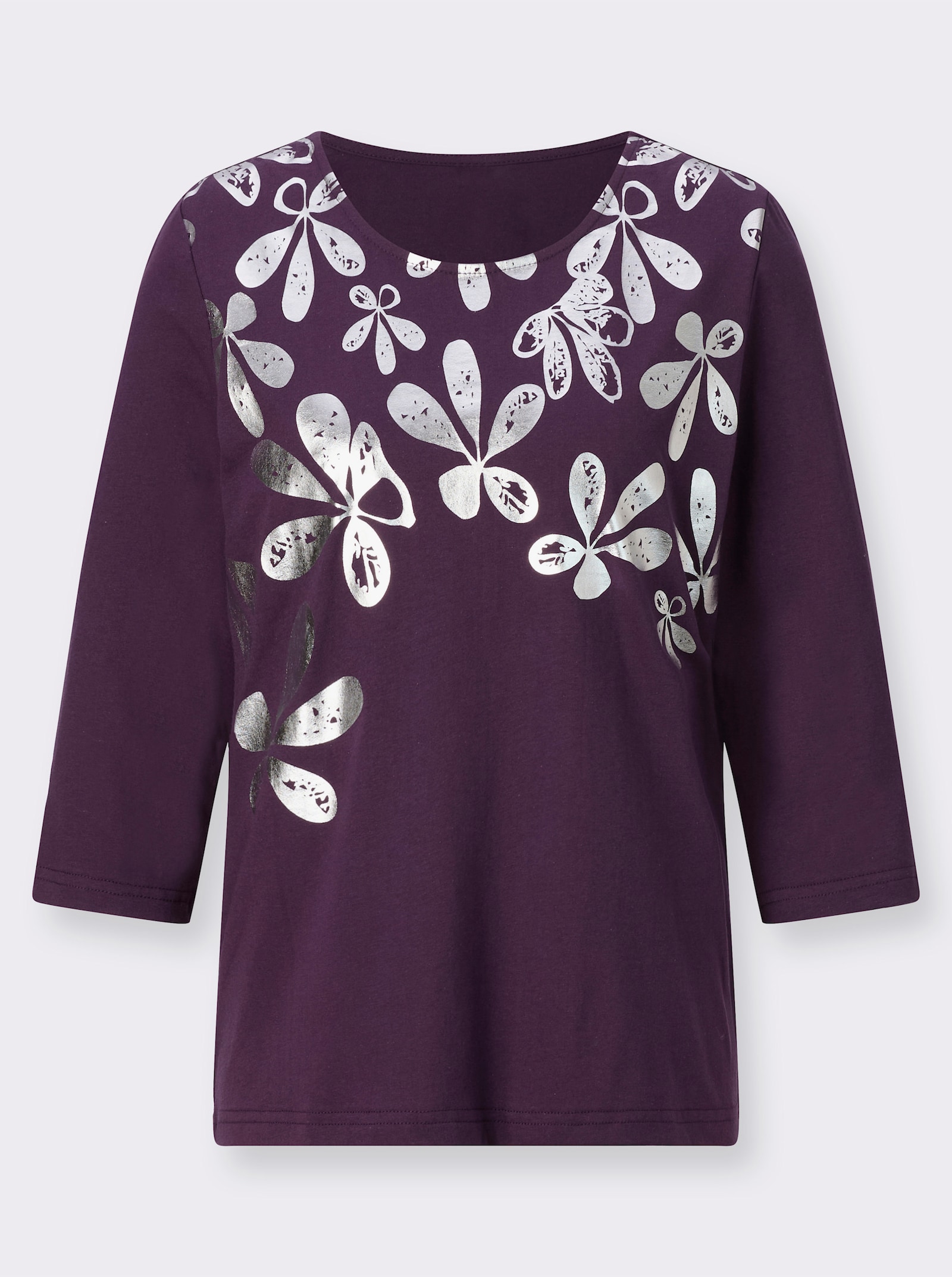 3/4-Arm-Shirt mit Glanz-Druck - traube