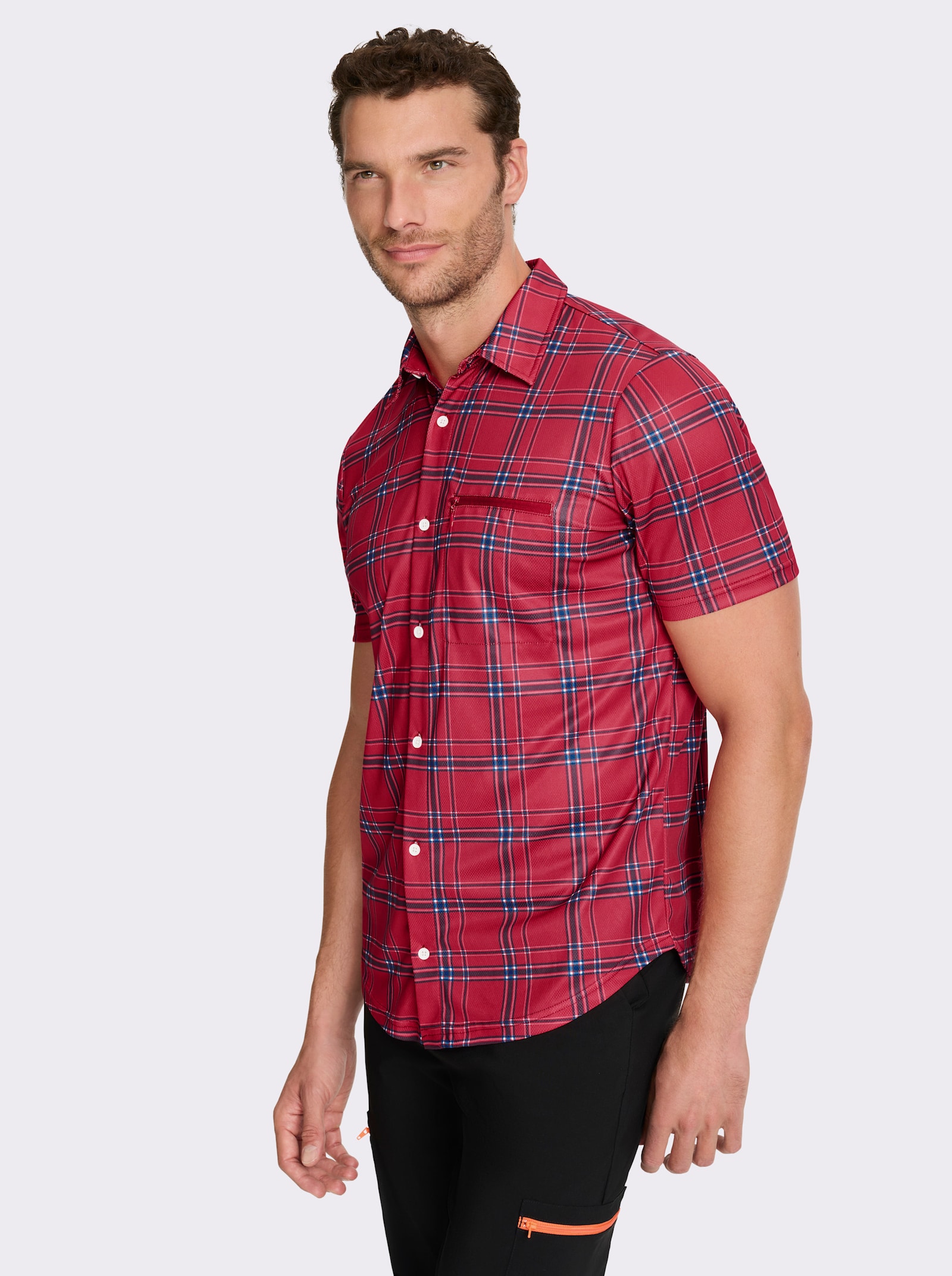 Catamaran Sports Funktionsshirt in Wabenstruktur - rot-kariert