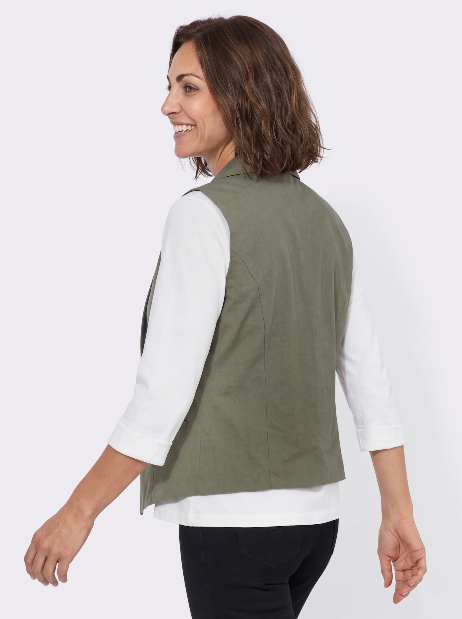 Weste mit Leinen-Anteil - khaki