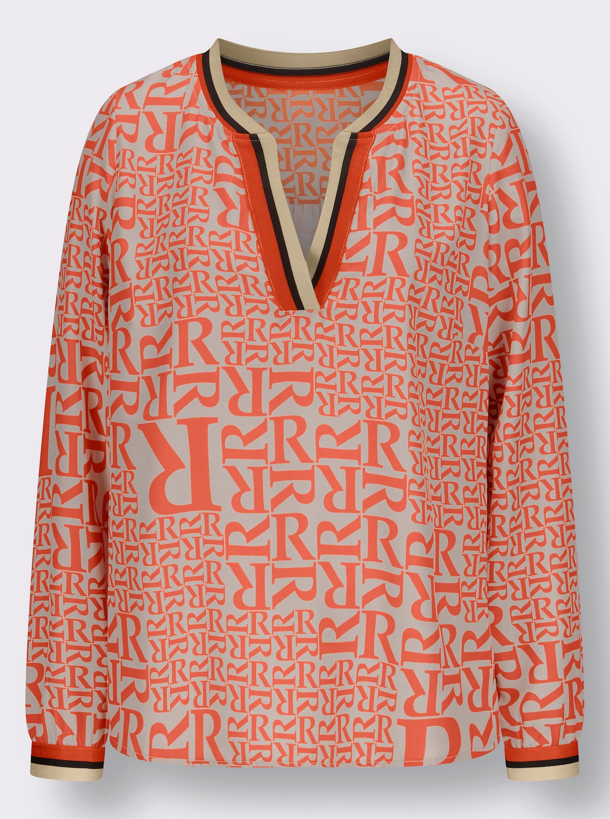 Blouse met lange mouwen - oranje/zand bedrukt