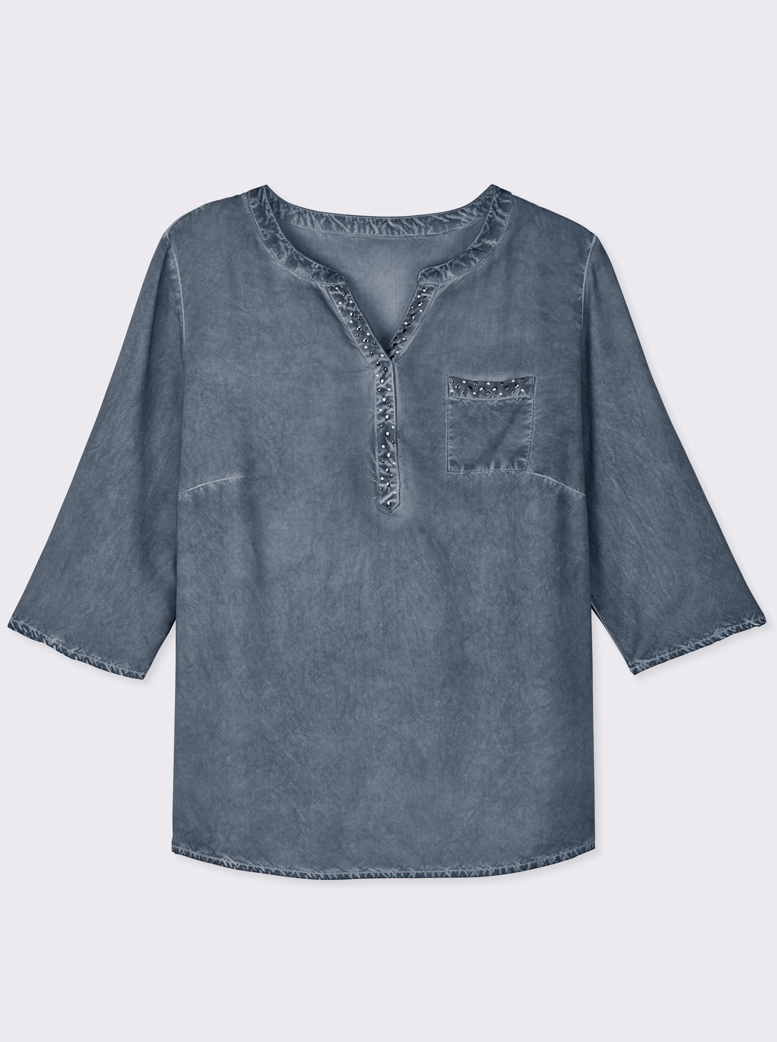 Tunika in oil dyed-Waschung - blau