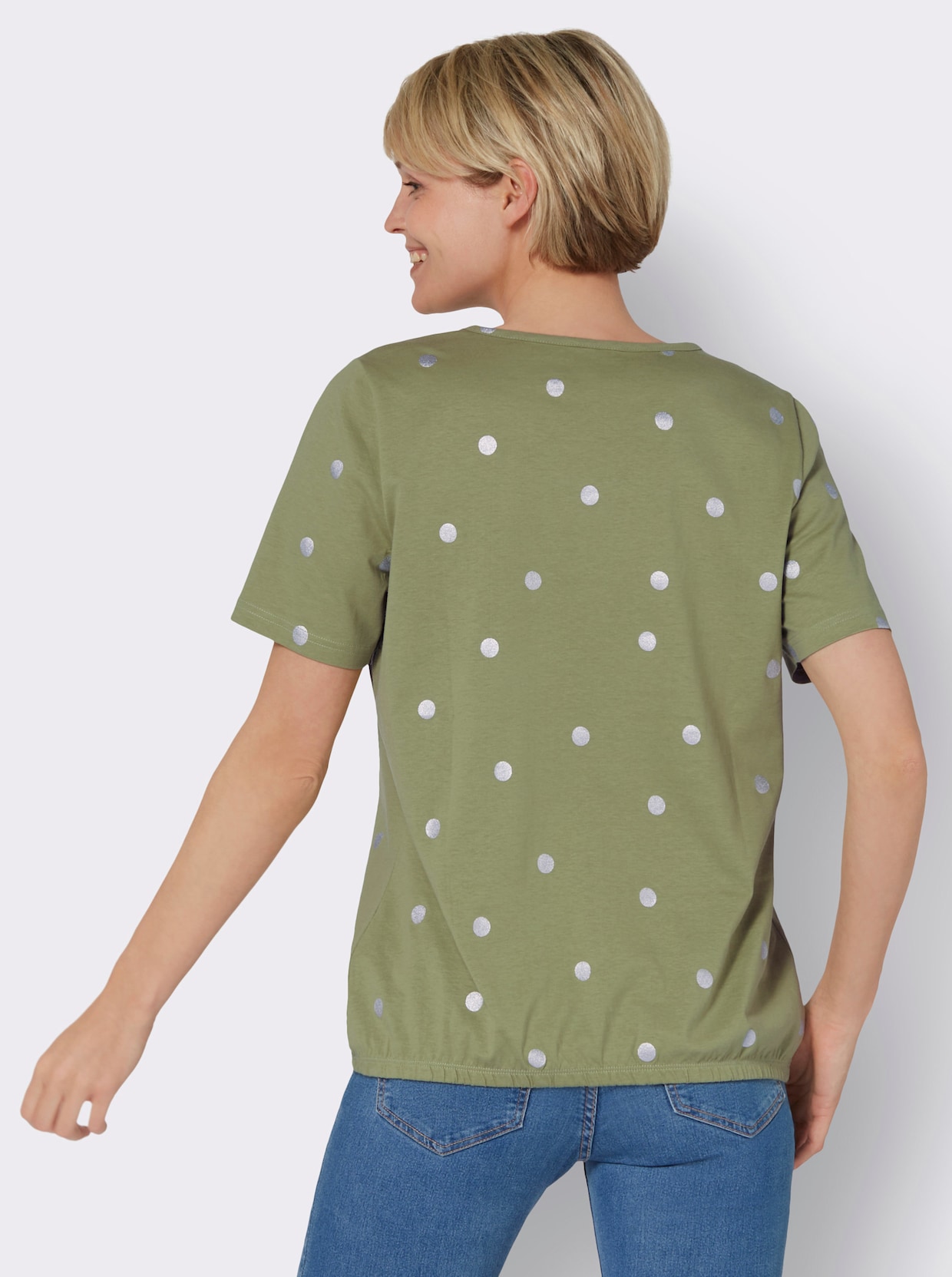 Shirt, halflange mouw - rietgroen