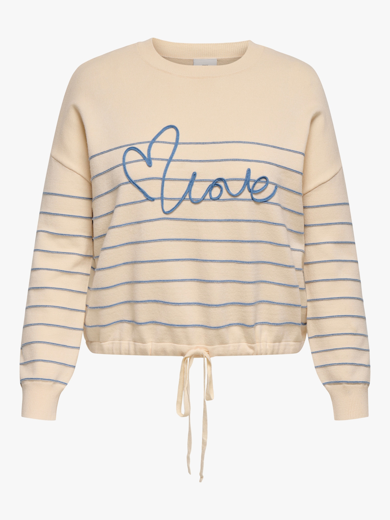 ONLY CARMAKOMA Rundhalspullover - birch detail:riviera stripe/text