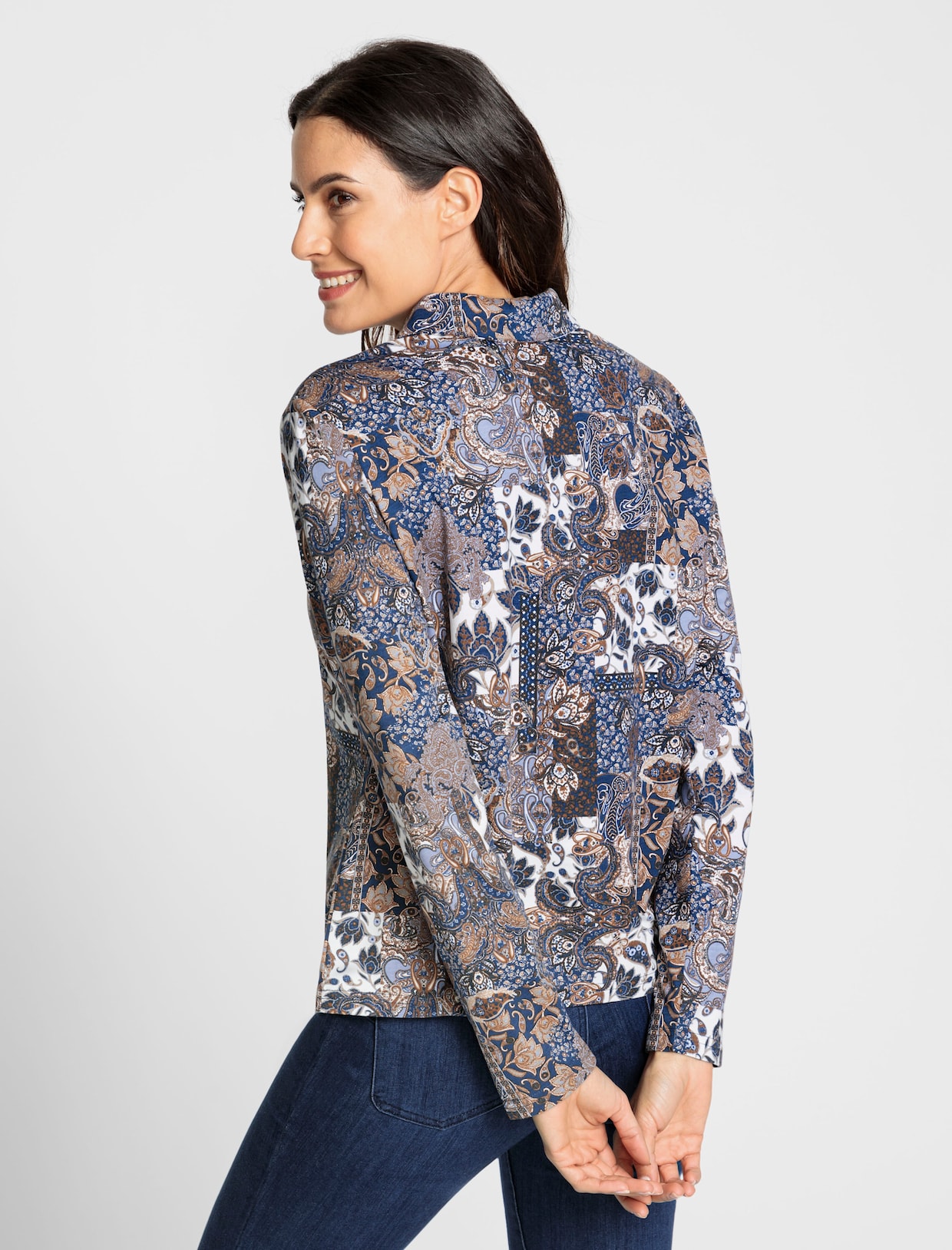 Shirt met print - Duivenblauw gedessineerd