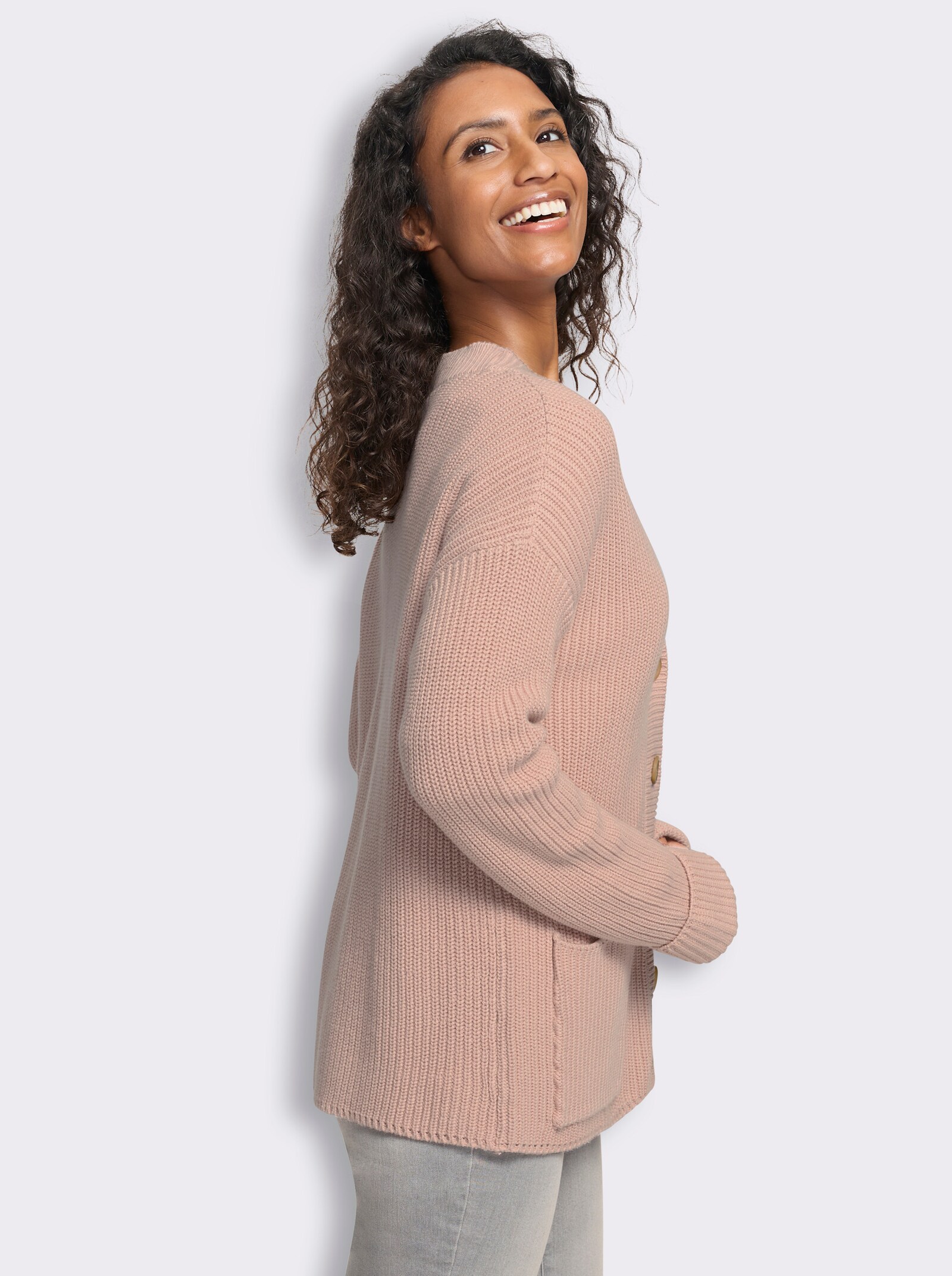 heine Strickjacke mit Taschen - puder