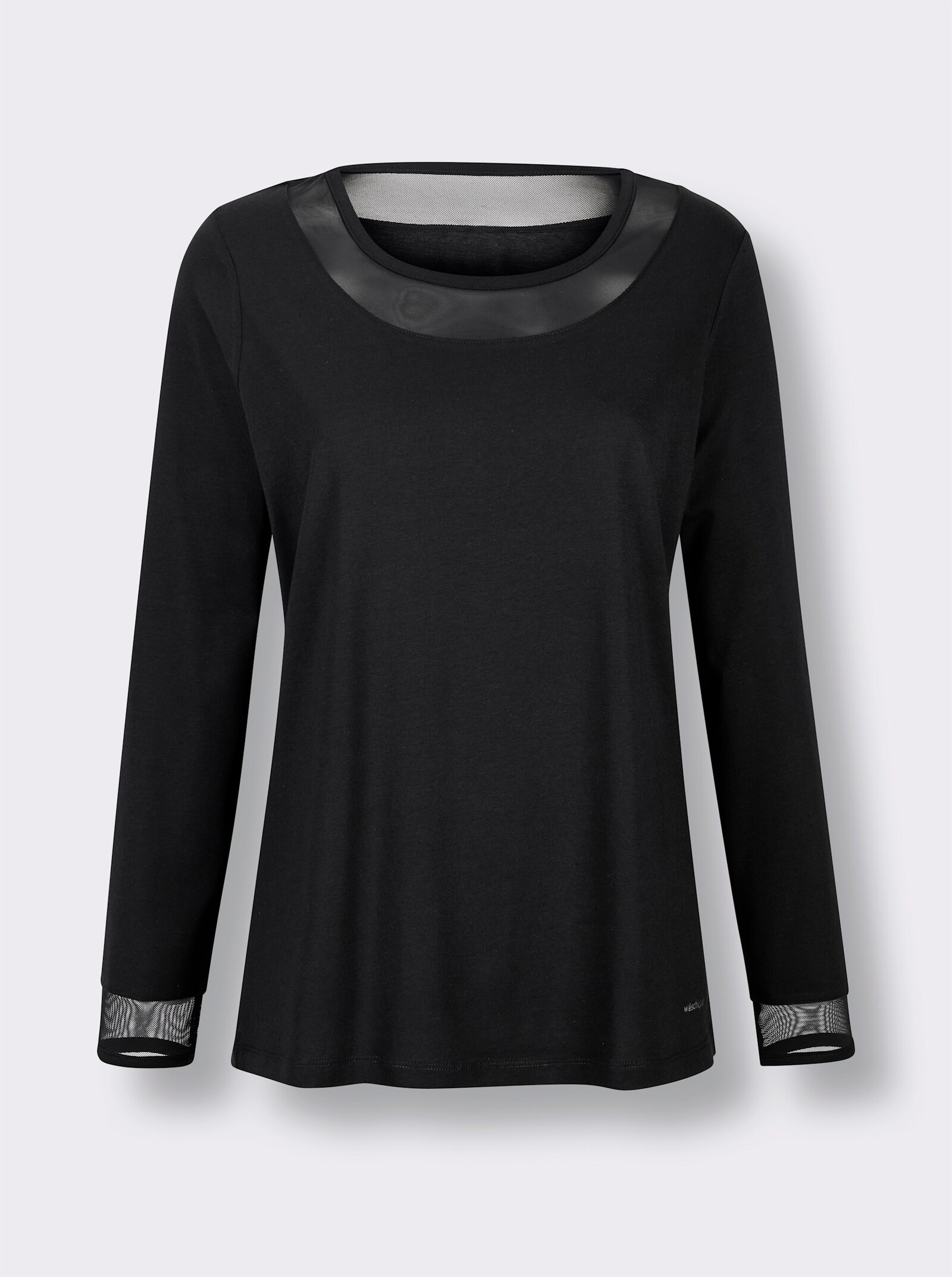 wäschepur Schlafanzugshirt mit Mesh-Details - schwarz
