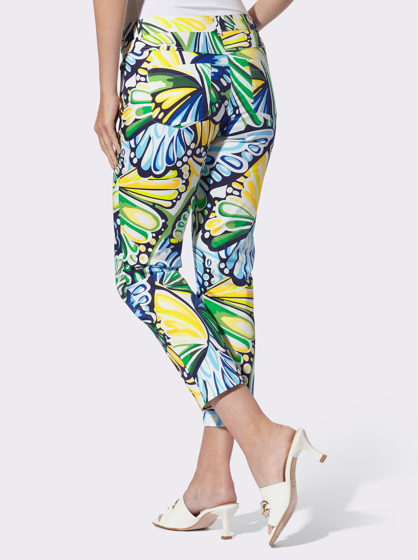 heine Druckhose mit Schlitz am Saum - grasgrün-ecru-bedruckt