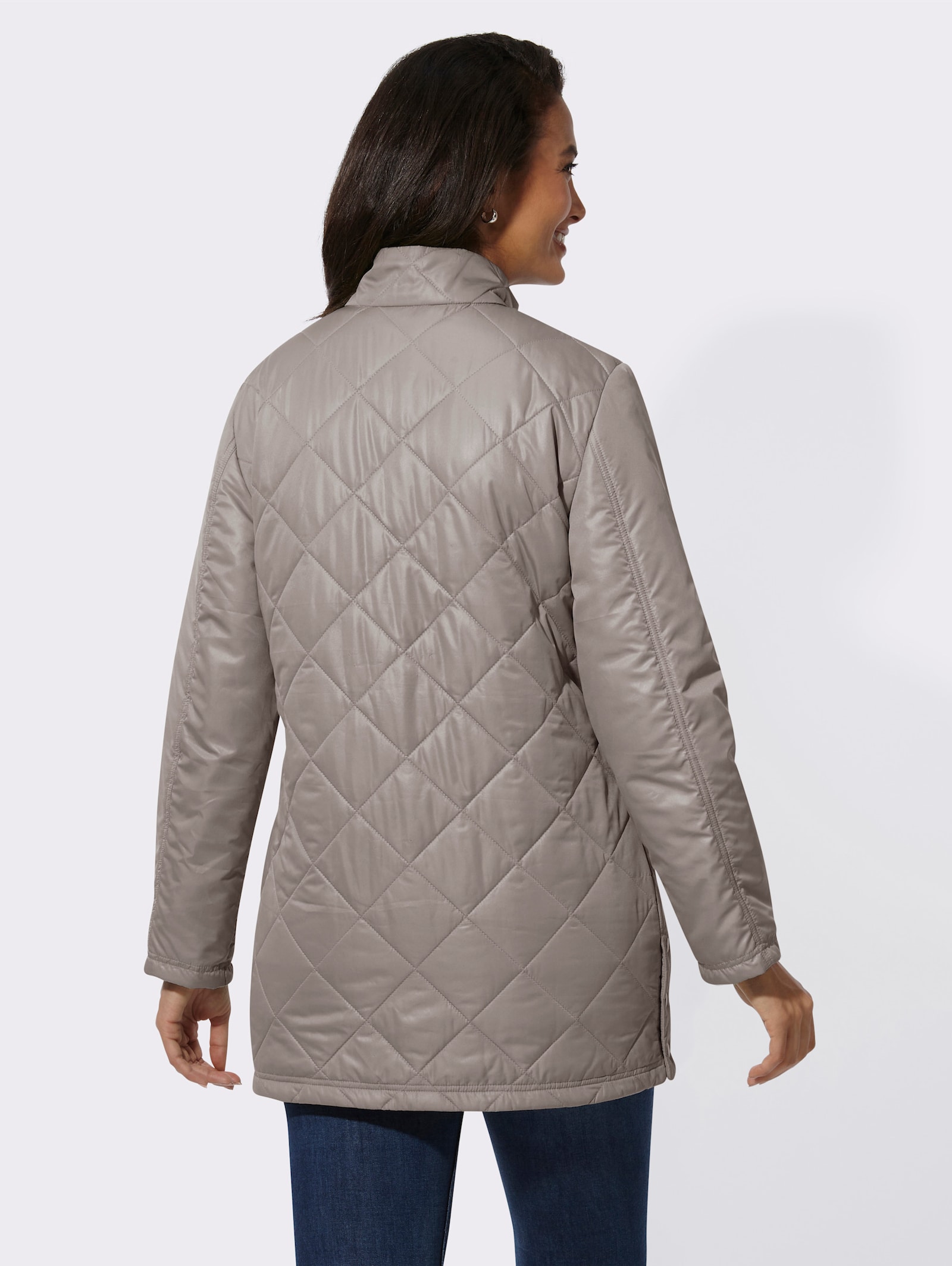Steppjacke mit Rautenmuster vorne und hinten - taupe