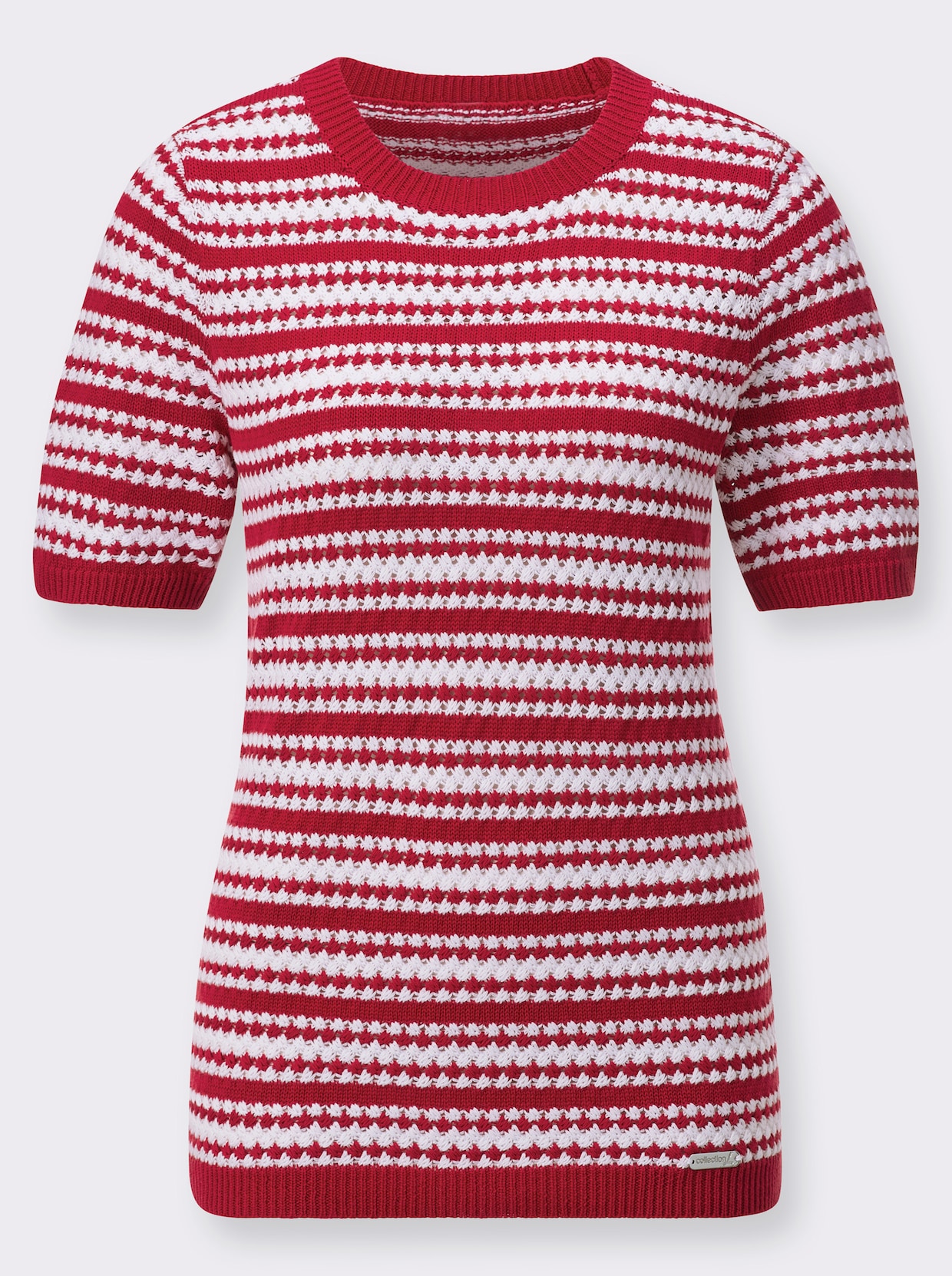 Pullover met korte mouwen - rood/wit gedessineerd