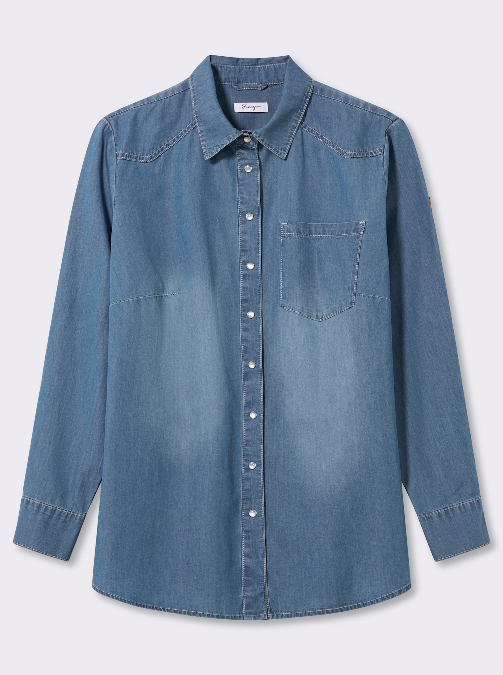 sheego Jeansbluse in leichter Waschung - blue-bleached