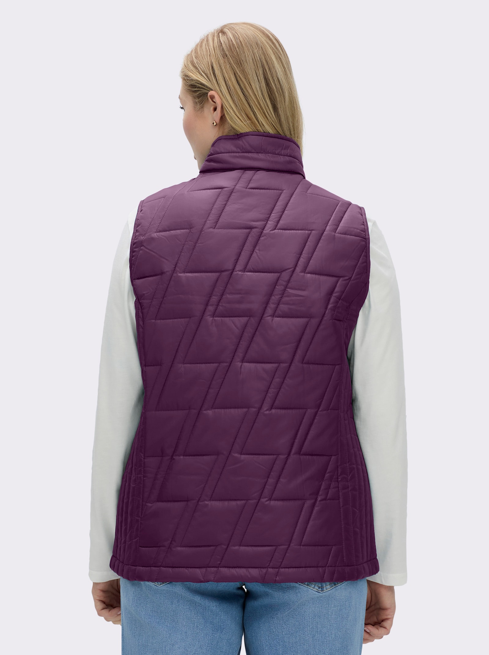 Steppweste mit kontrastfarbigem Futter - violett