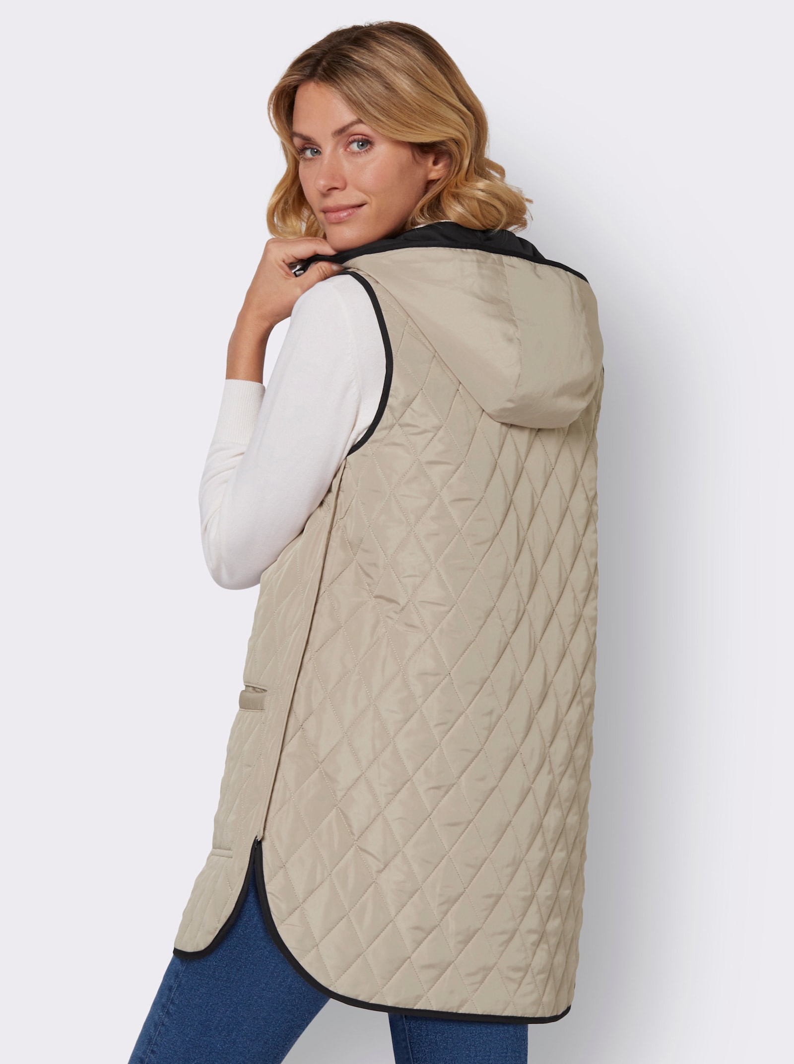 Omkeerbaar bodywarmer - sesam/zwart