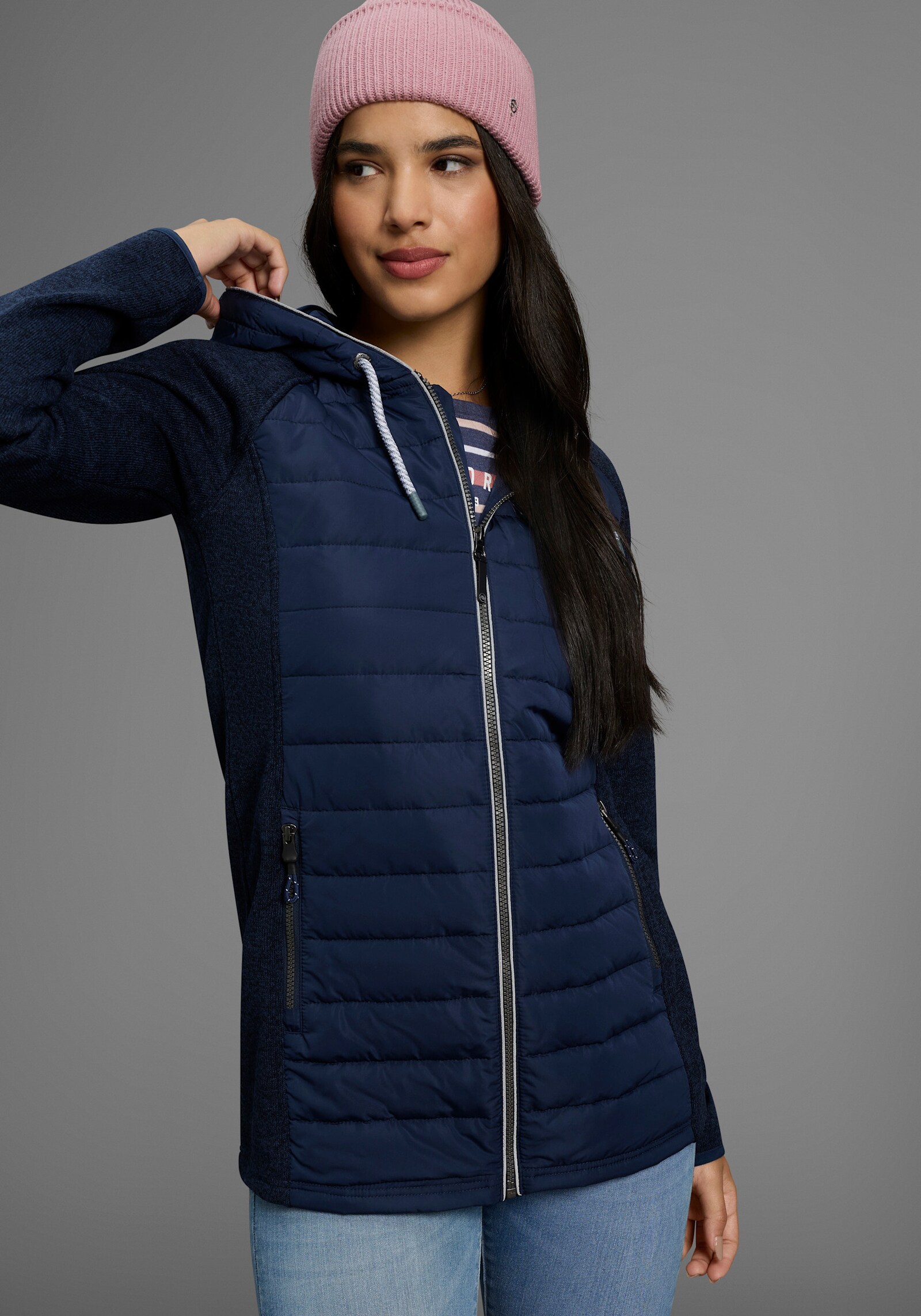 Polarino Strickfleecejacke - navy mélange
