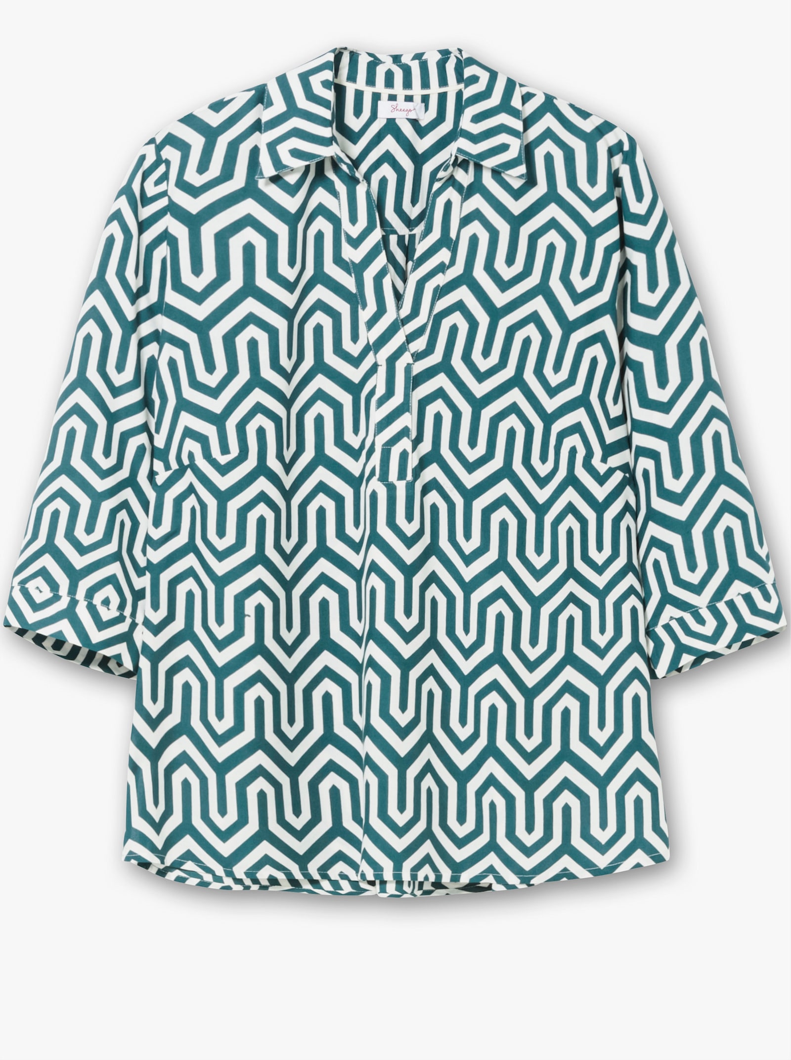 sheego Tunika mit grafischem Alloverprint - petrol-gemustert