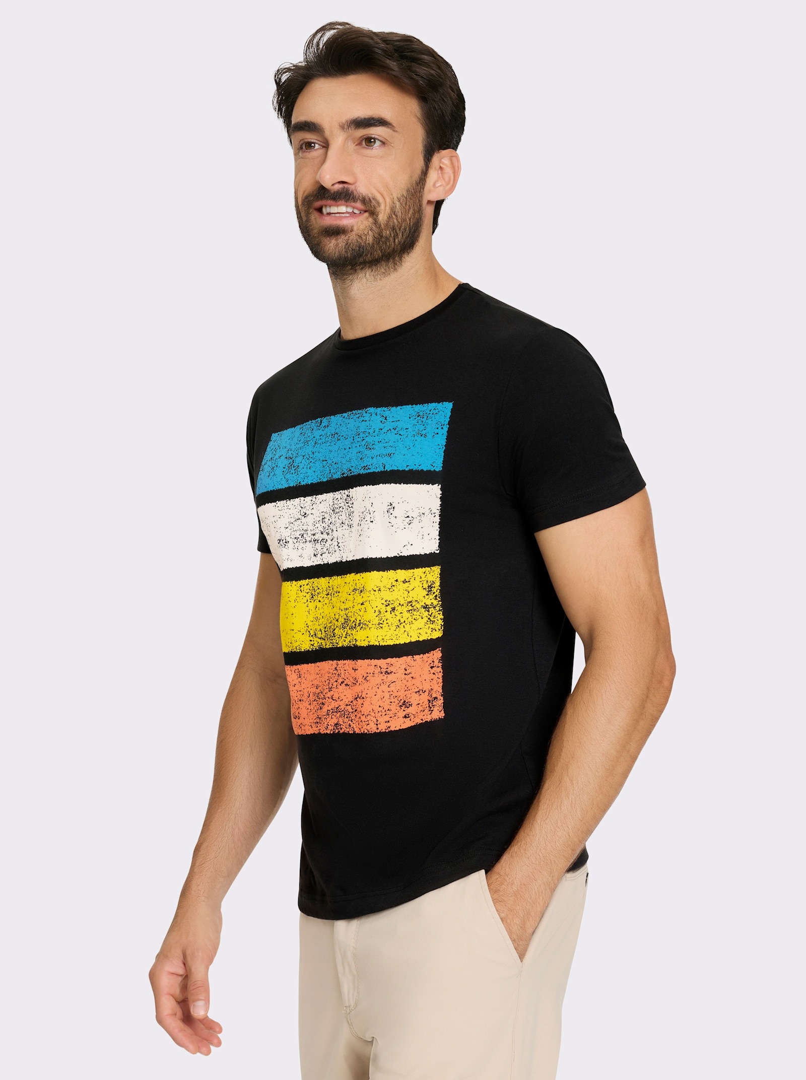 Catamaran T-Shirt mit Front-Print - schwarz-bedruckt