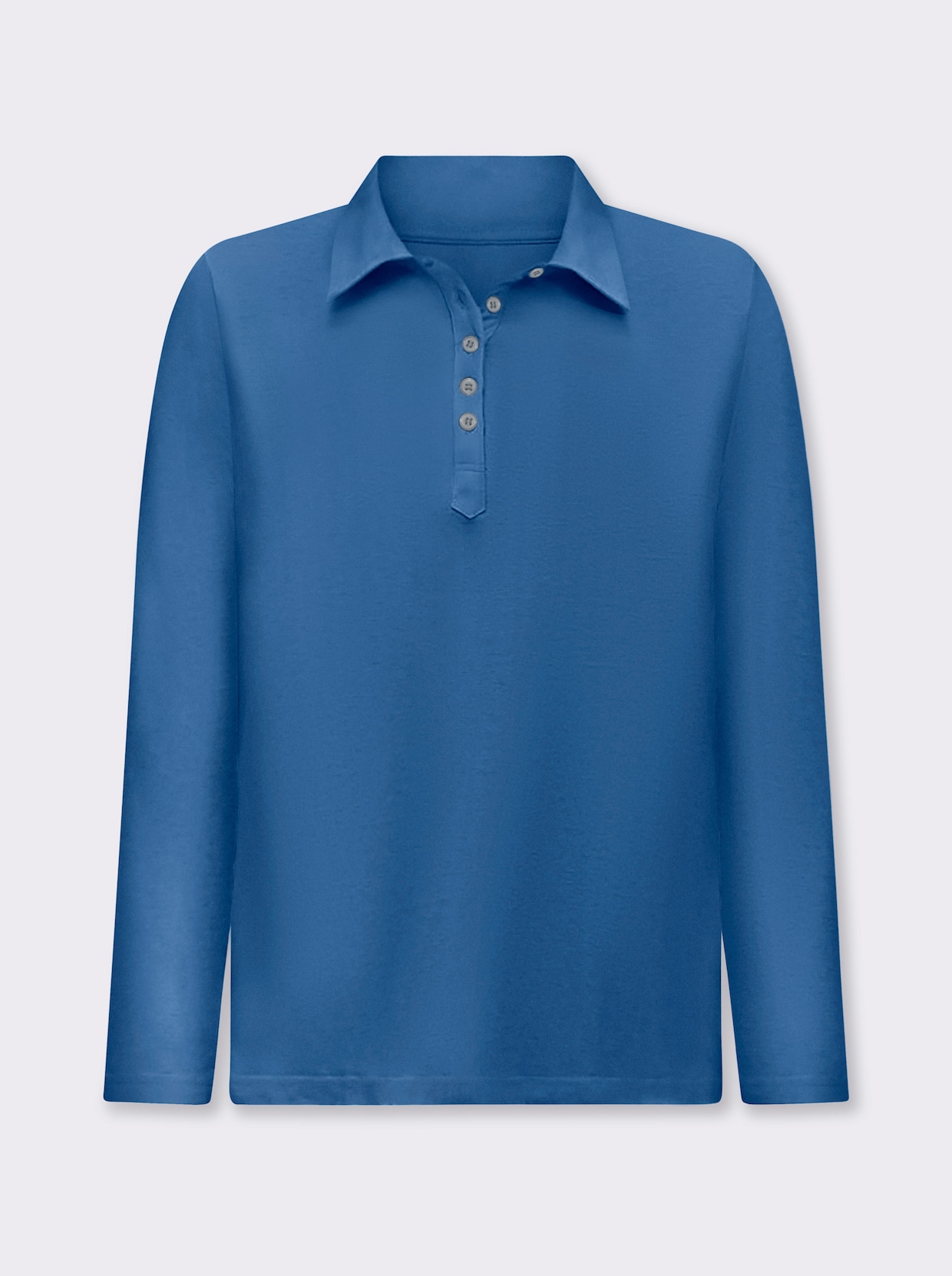 Langarm-Poloshirt in reiner Baumwoll-Qualität - blau