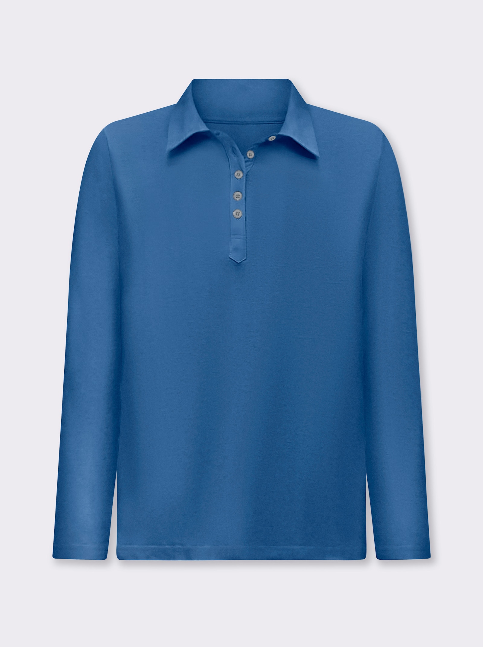Langarm-Poloshirt in reiner Baumwoll-Qualität - blau